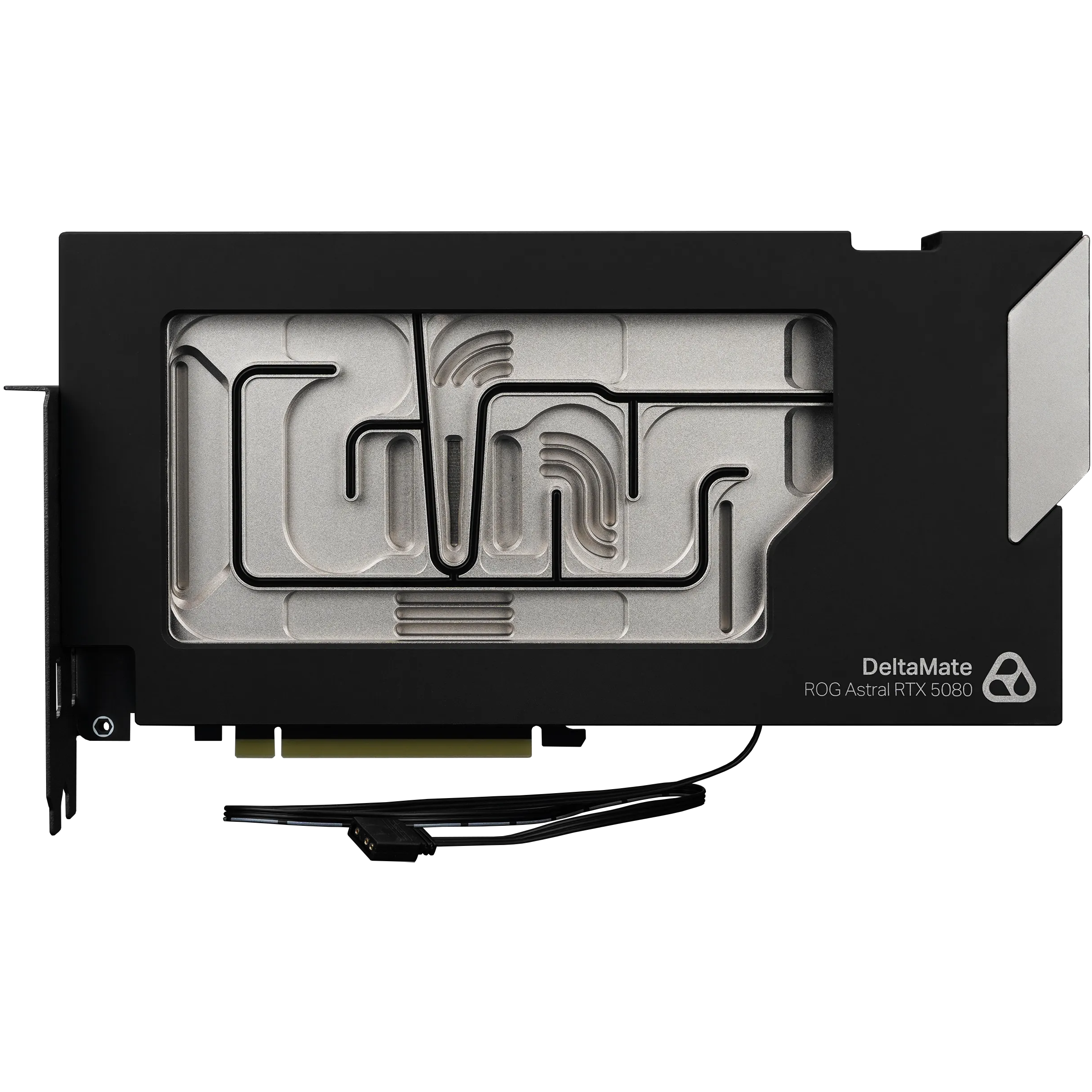 A large main feature product image of Thermal Grizzly DeltaMate ROG Astral RTX 5080 GPU Water Block