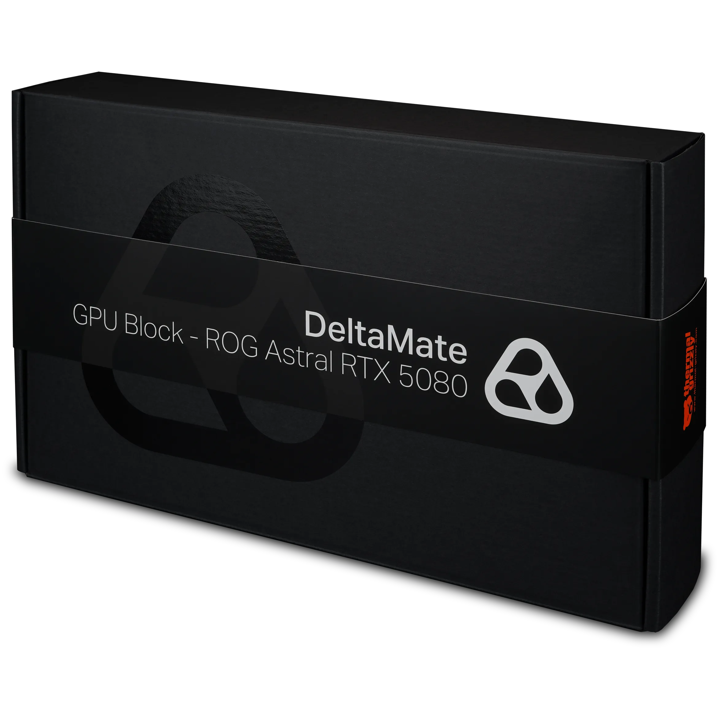 A large main feature product image of Thermal Grizzly DeltaMate ROG Astral RTX 5080 GPU Water Block