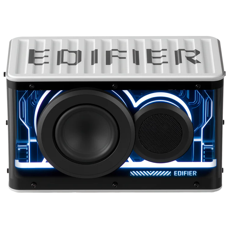 A large main feature product image of EX-DEMO Edifier QD25 Tabletop Bluetooth Speaker (White)