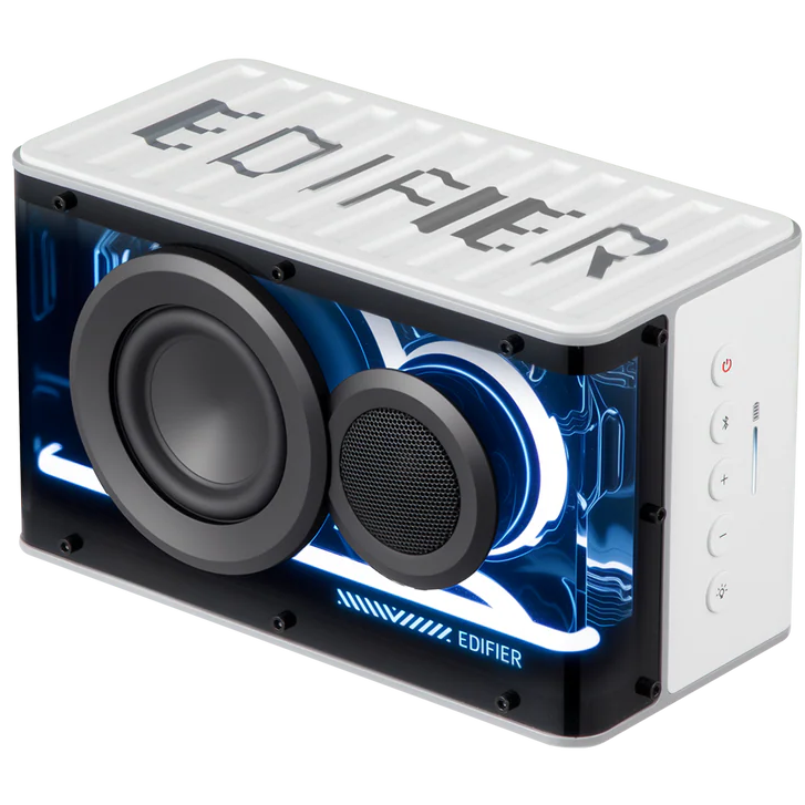A large main feature product image of EX-DEMO Edifier QD25 Tabletop Bluetooth Speaker (White)