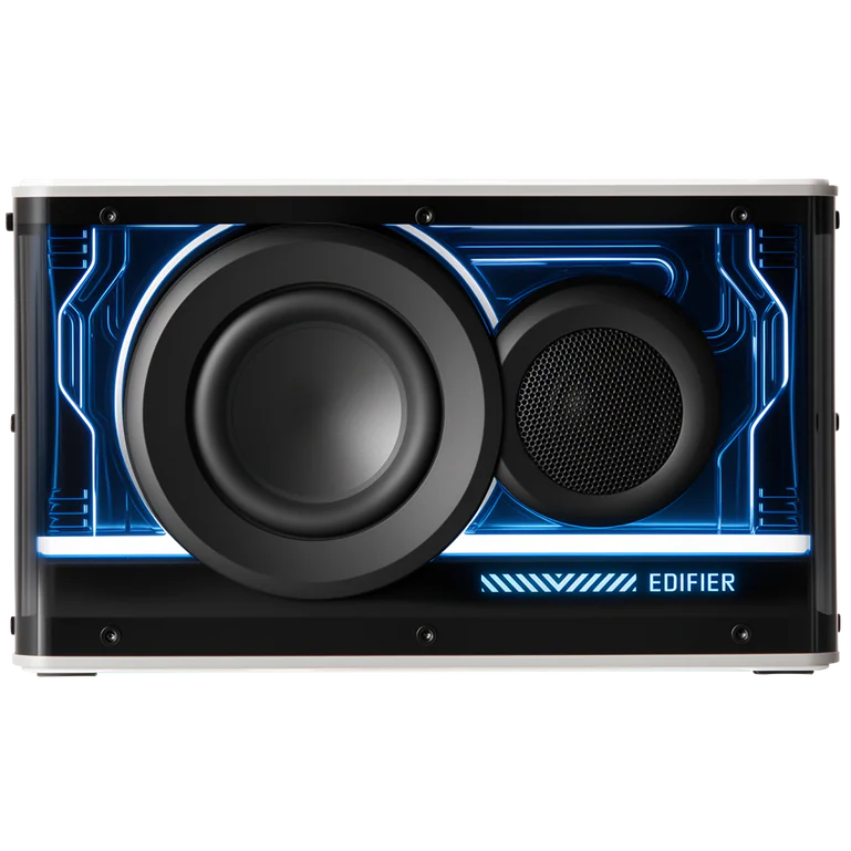 A large main feature product image of EX-DEMO Edifier QD25 Tabletop Bluetooth Speaker (White)