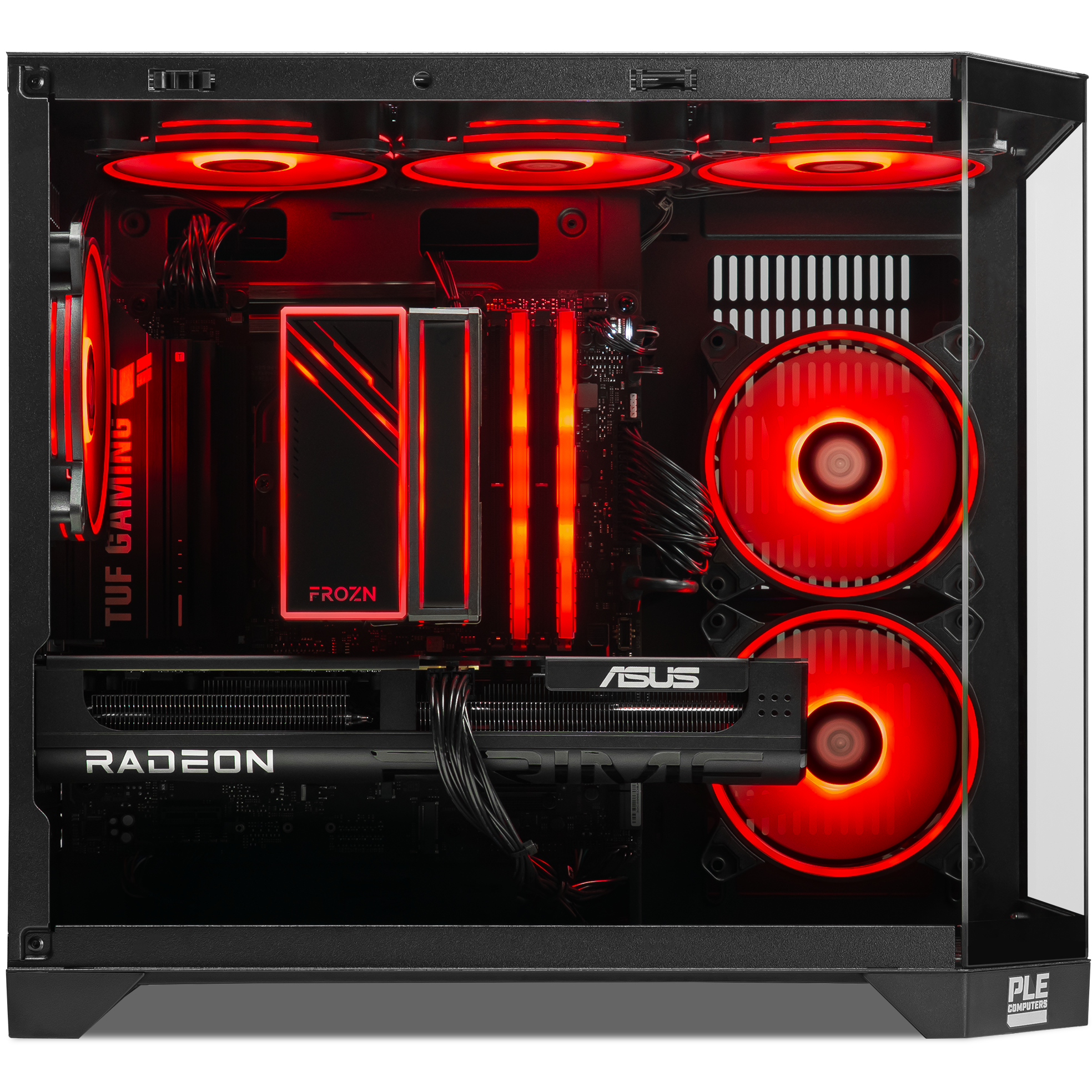 A large main feature product image of PLE Rogue RX 9060 XT Prebuilt Ready To Go Gaming PC