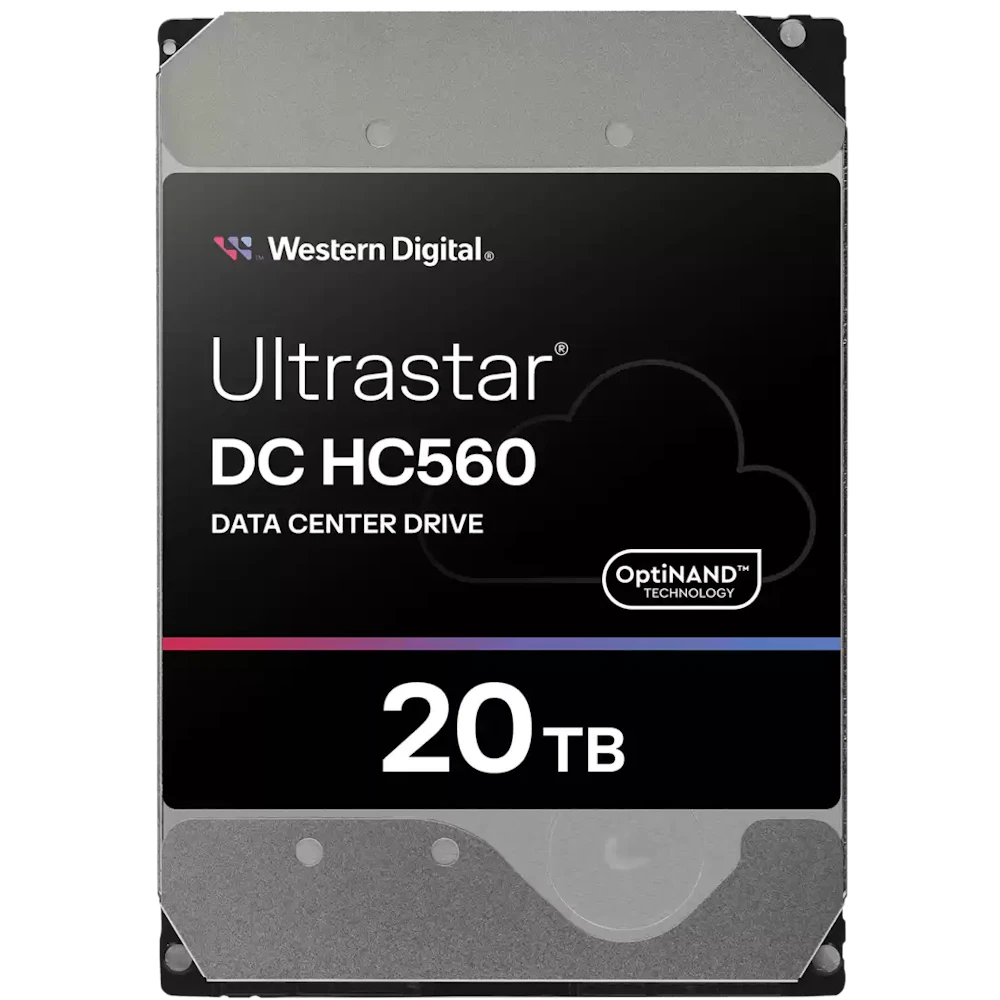 A large main feature product image of WD Ultrastar DC HC560 3.5" Enterprise HDD - 20TB 512MB SE