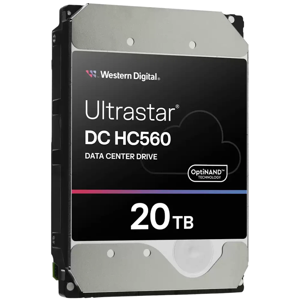A large main feature product image of WD Ultrastar DC HC560 3.5" Enterprise HDD - 20TB 512MB SE