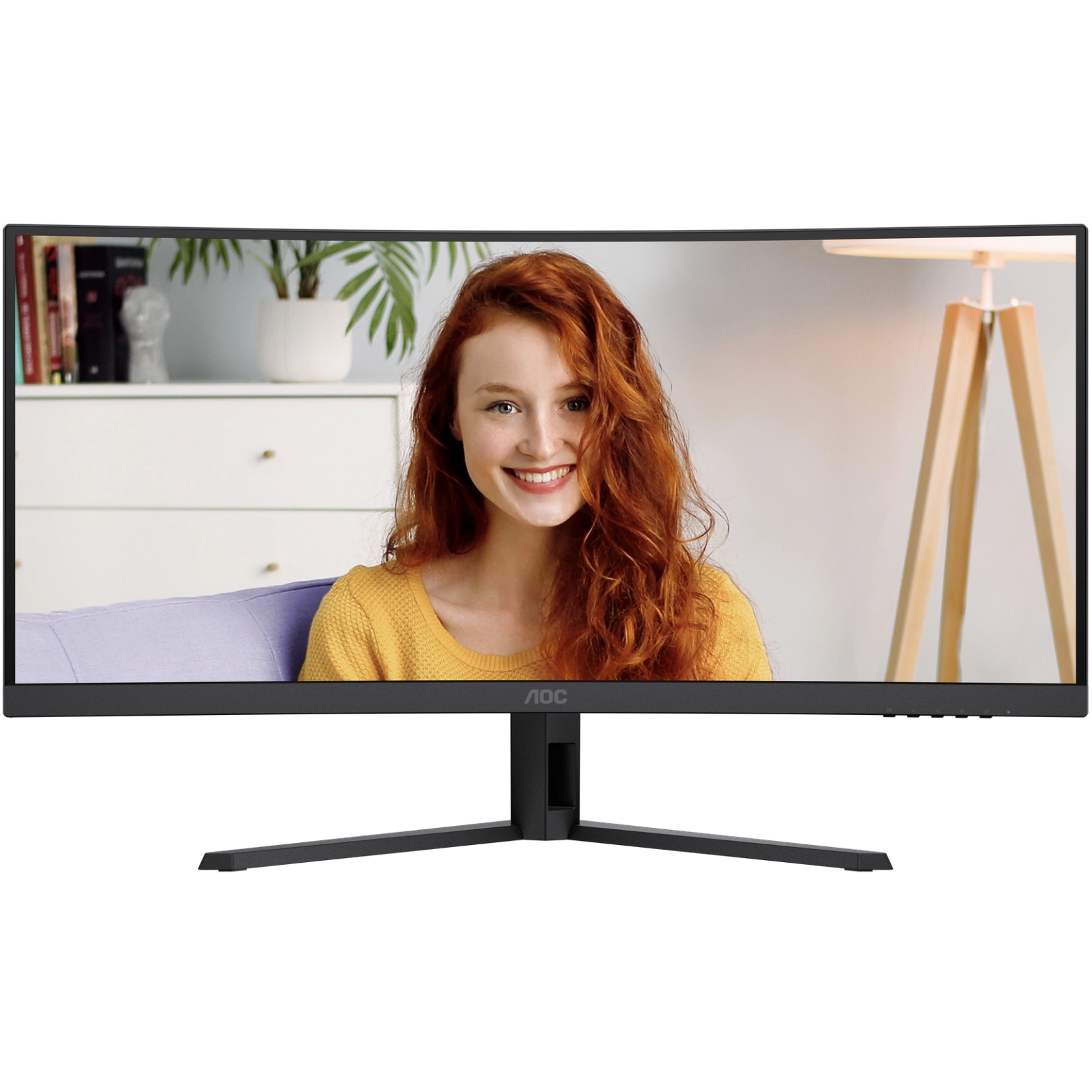 A large main feature product image of AOC CU34B3E - 34" Curved 3K  Ultrawide 120Hz VA Monitor