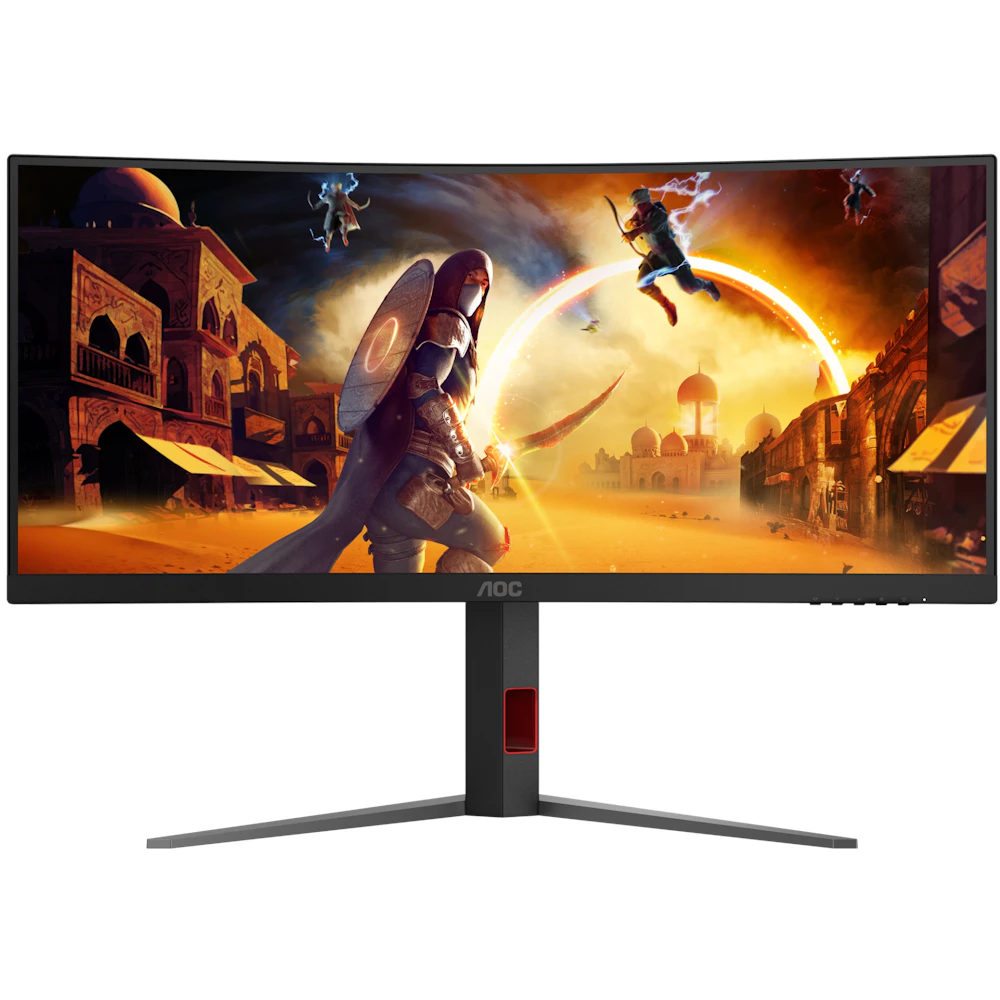 A large main feature product image of AOC AGON CU34G4H - 34" Curved 3K 1440p 200Hz 0.3ms Fast VA Gaming Monitor