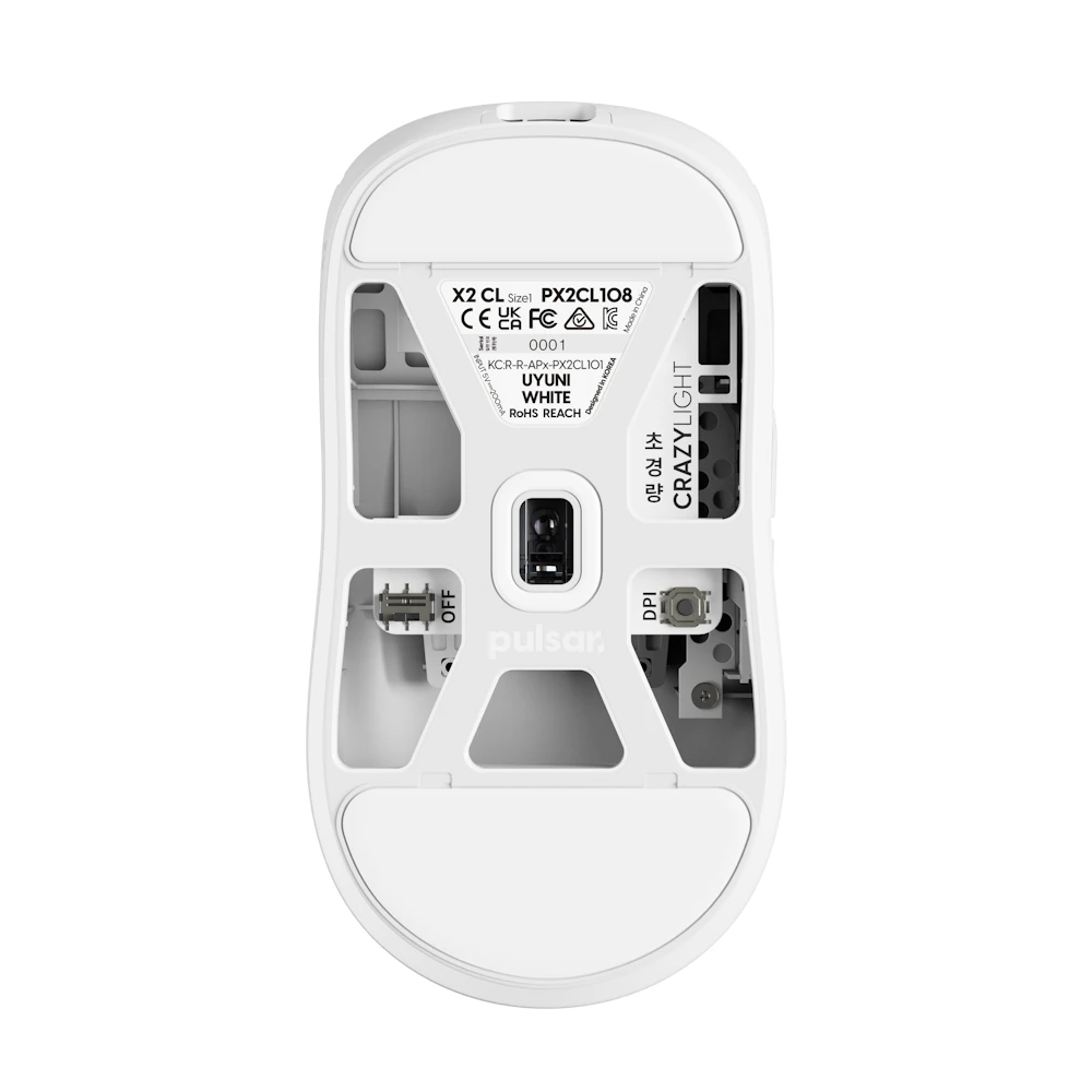 A large main feature product image of EX-DEMO Pulsar X2 CrazyLight - 35g Ultra-Lightweight Wireless Gaming Mouse (Uyuni White)