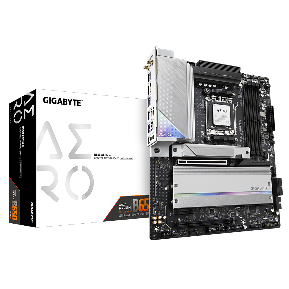 A large main feature product image of EX-DEMO Gigabyte B650 Aero G AM5 ATX Desktop Motherboard