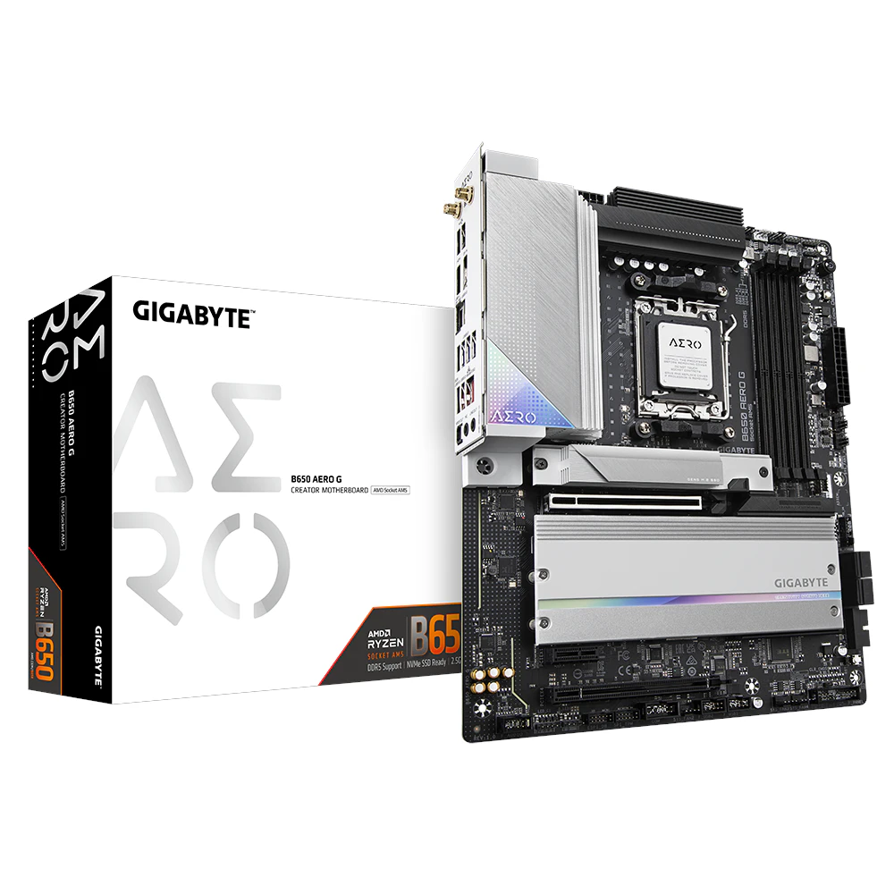 A large main feature product image of EX-DEMO Gigabyte B650 Aero G AM5 ATX Desktop Motherboard