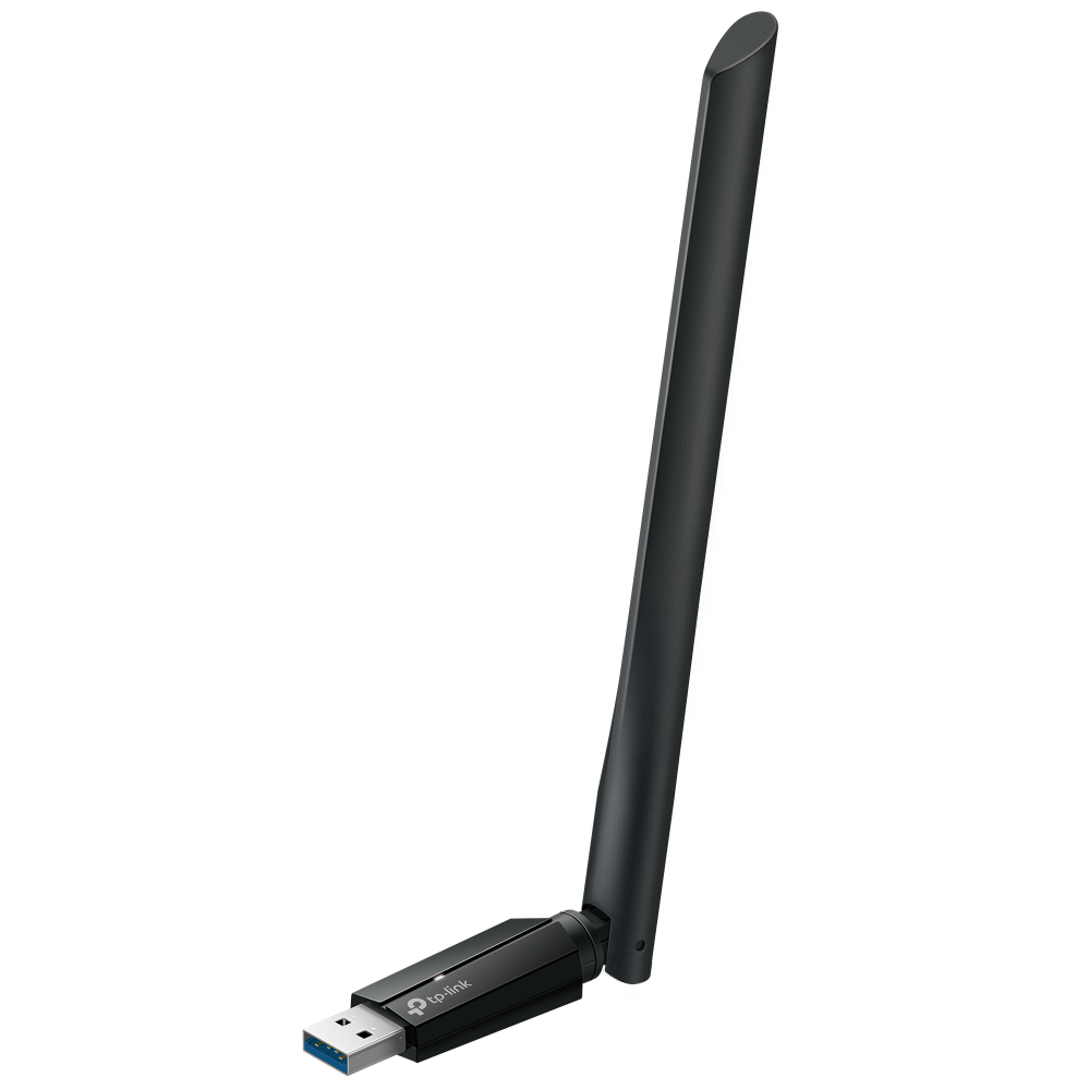 A large main feature product image of TP-Link Archer TBE400U Plus - BE6500 Tri-Band Wi-Fi 7 High Gain Wireless USB Adapter