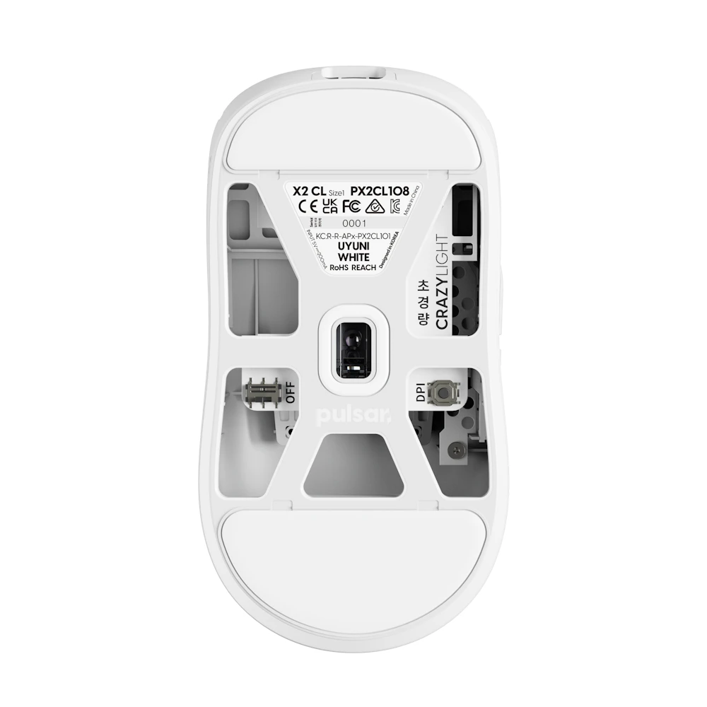 A large main feature product image of EX-DEMO Pulsar X2 CrazyLight - 35g Ultra-Lightweight Wireless Gaming Mouse (Uyuni White)