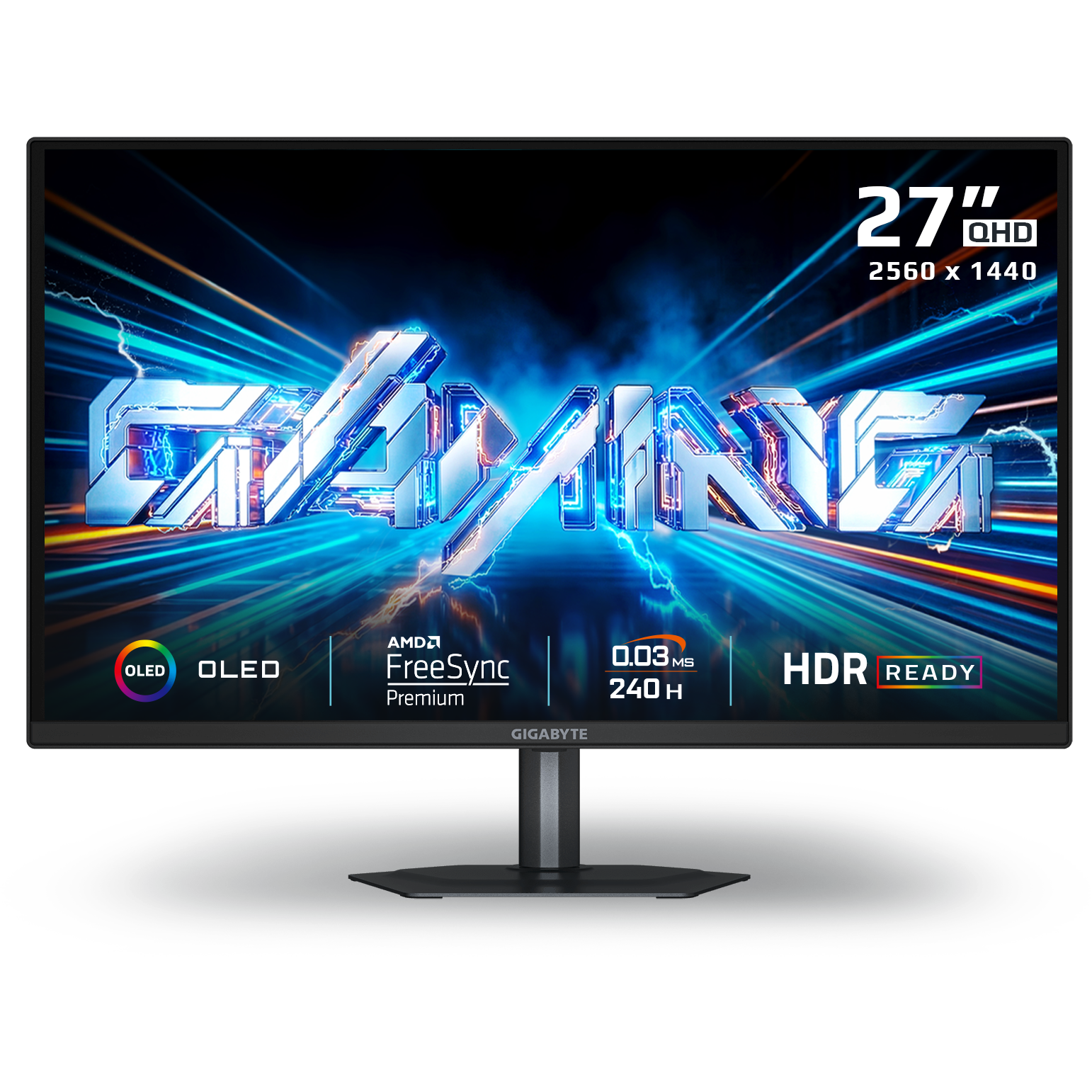 A large main feature product image of EX-DEMO Gigabyte GO27Q24 OLED- 27" 1440p 240Hz 0.03ms Gaming Monitor