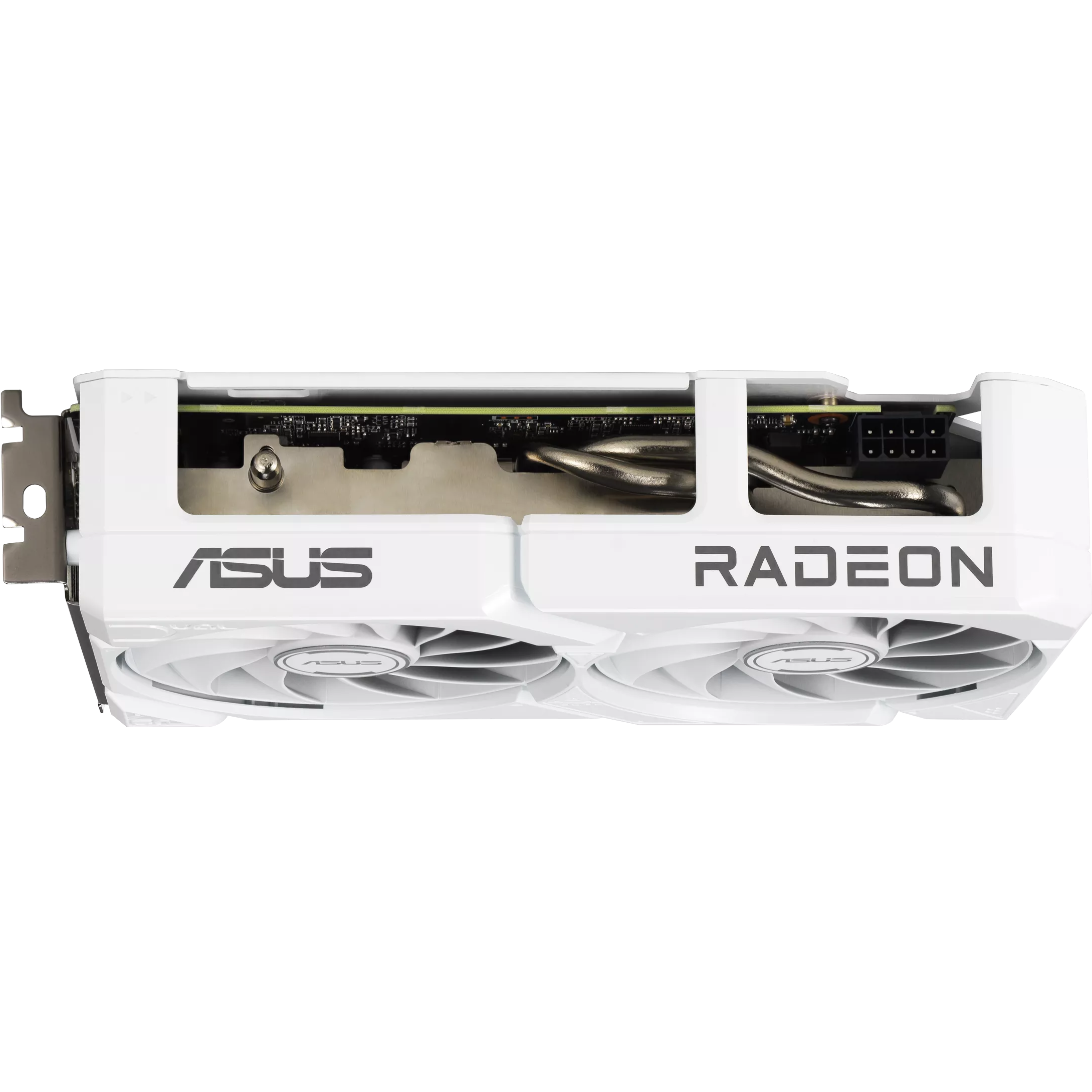 A large main feature product image of ASUS Radeon RX 9060 XT Dual 16GB GDDR6 - White