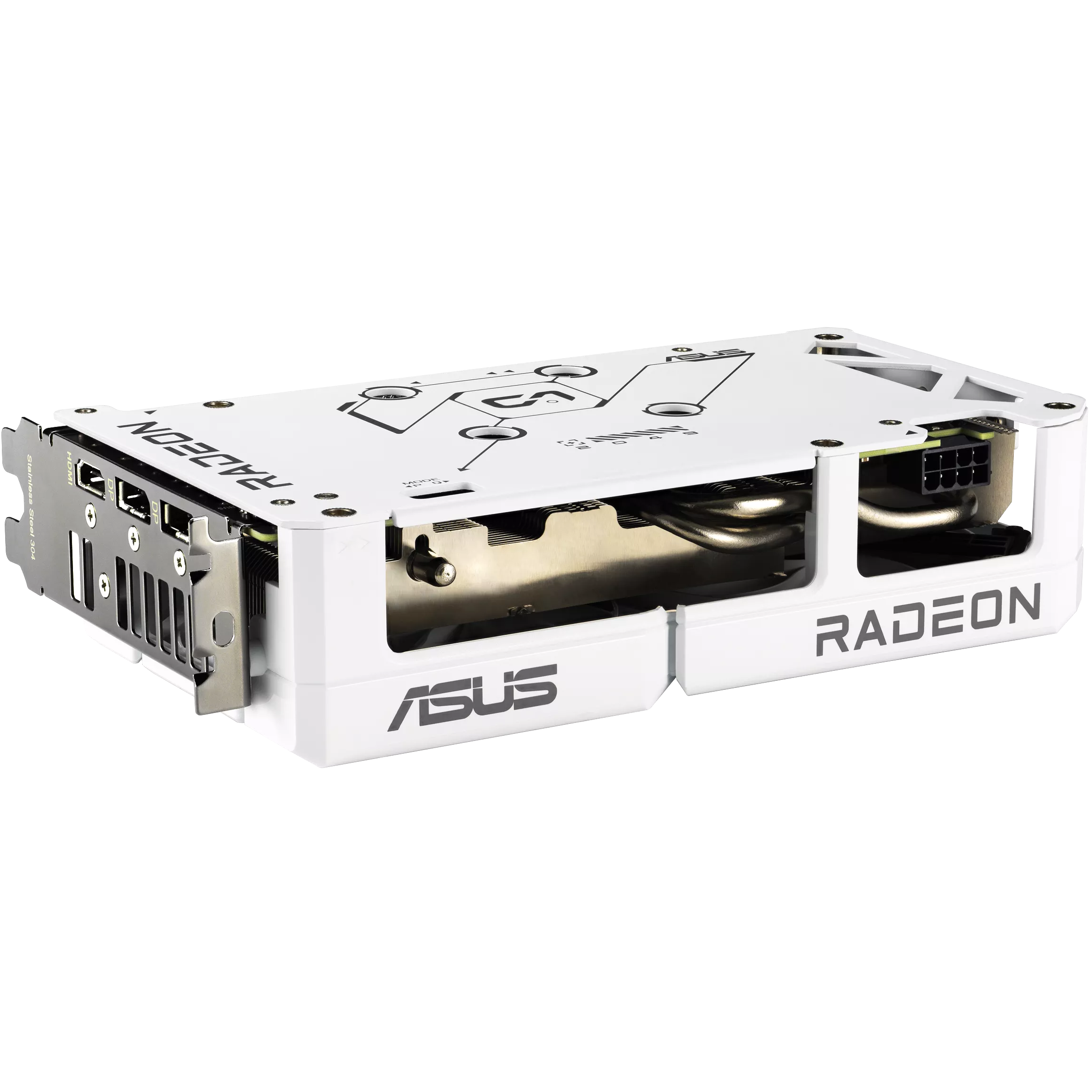 A large main feature product image of ASUS Radeon RX 9060 XT Dual 16GB GDDR6 - White