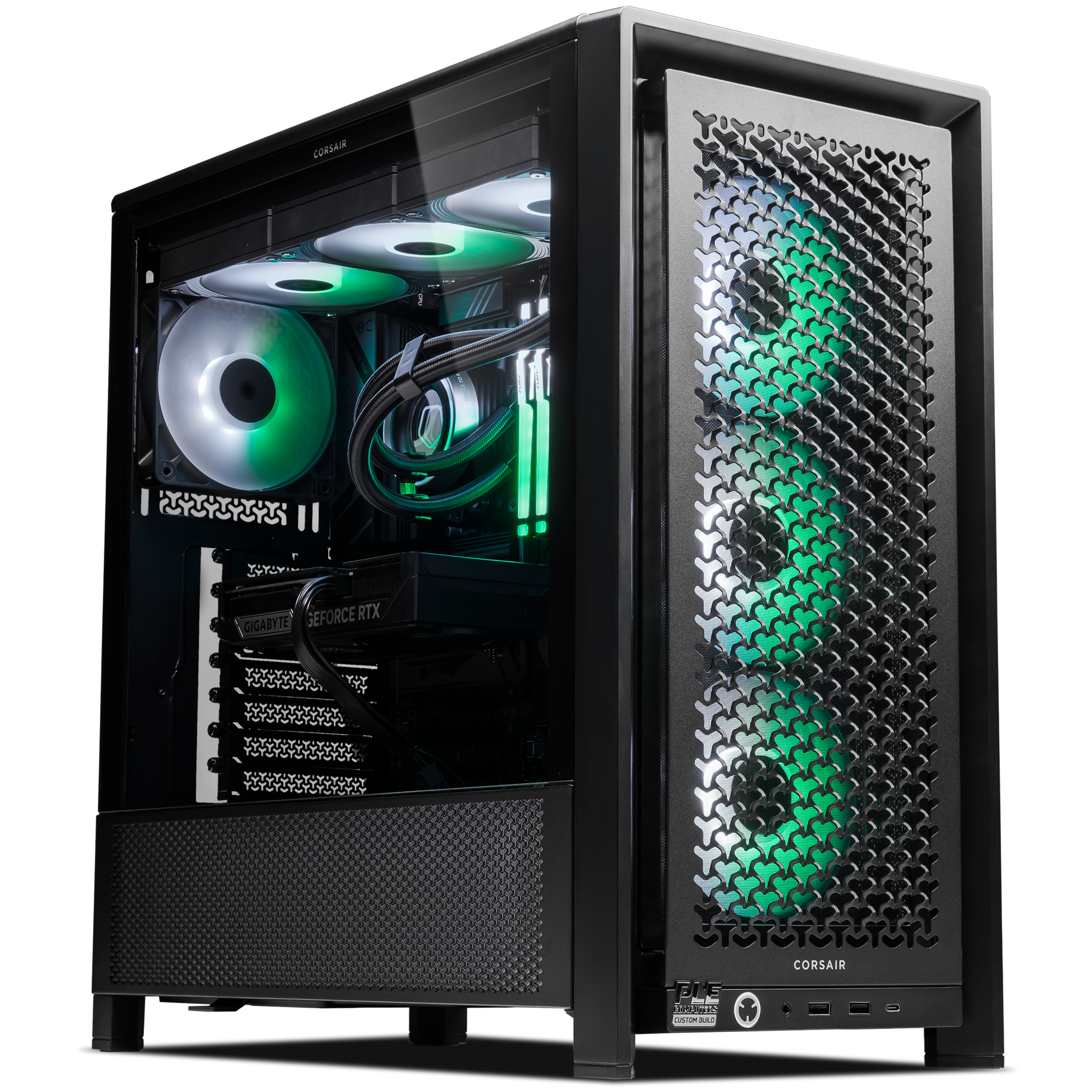 A large main feature product image of PLE Ivy RTX 5060 Ti Prebuilt Ready To Go Gaming PC