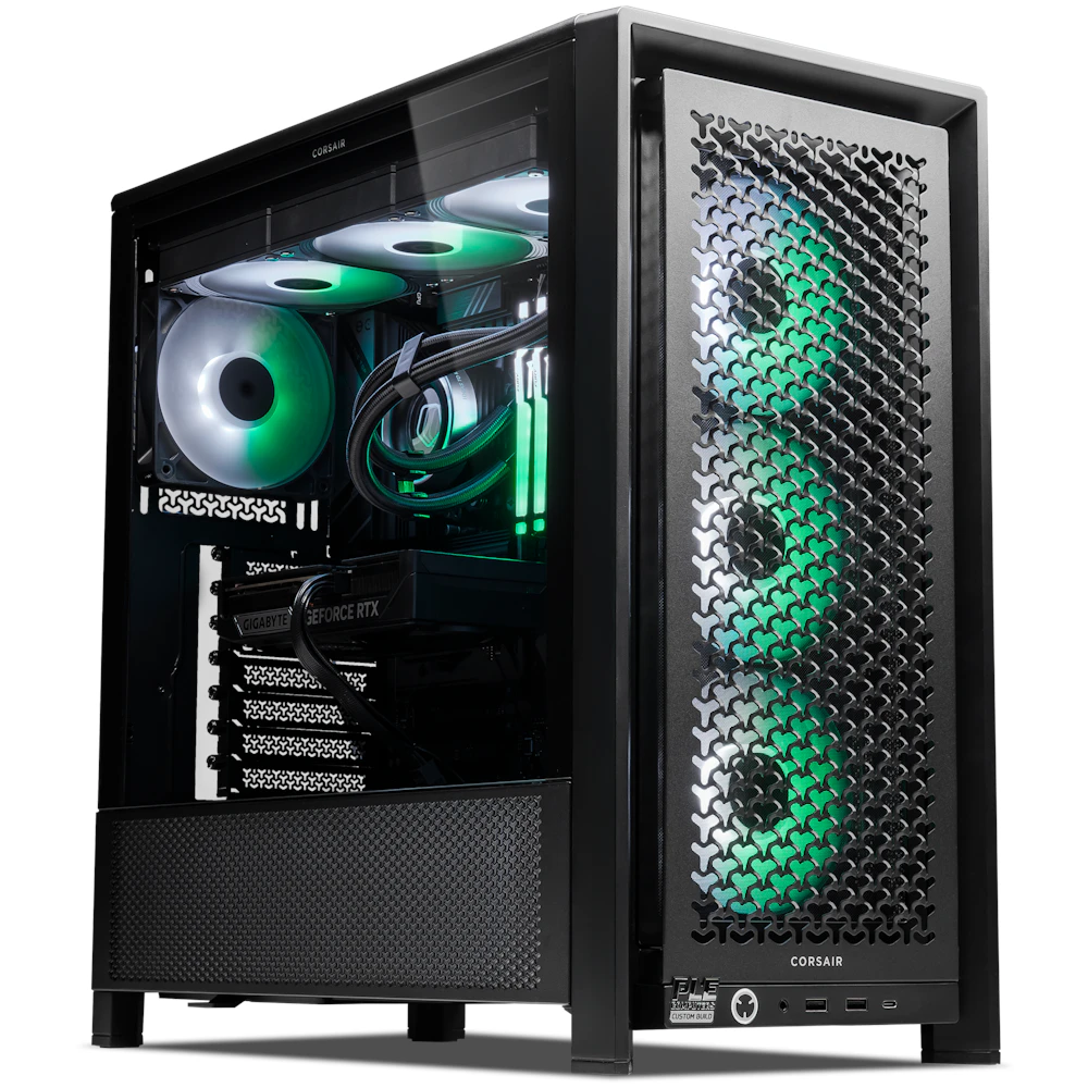 A large main feature product image of PLE Ivy RTX 5060 Ti Prebuilt Ready To Go Gaming PC
