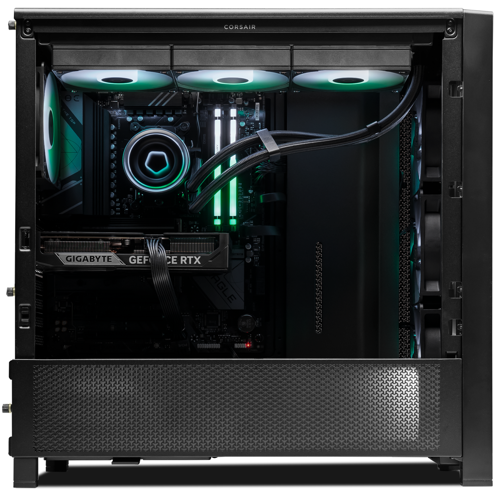A large main feature product image of PLE Ivy RTX 5060 Ti Prebuilt Ready To Go Gaming PC