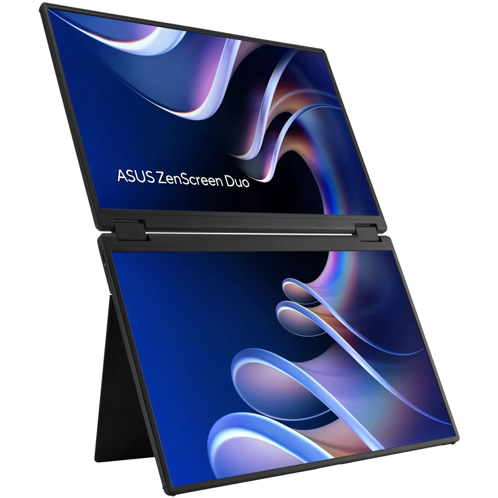 A large main feature product image of ASUS ZenScreen Duo MB14FCD - Dual 14" 1200p 60Hz 360° Foldable IPS Portable Monitors