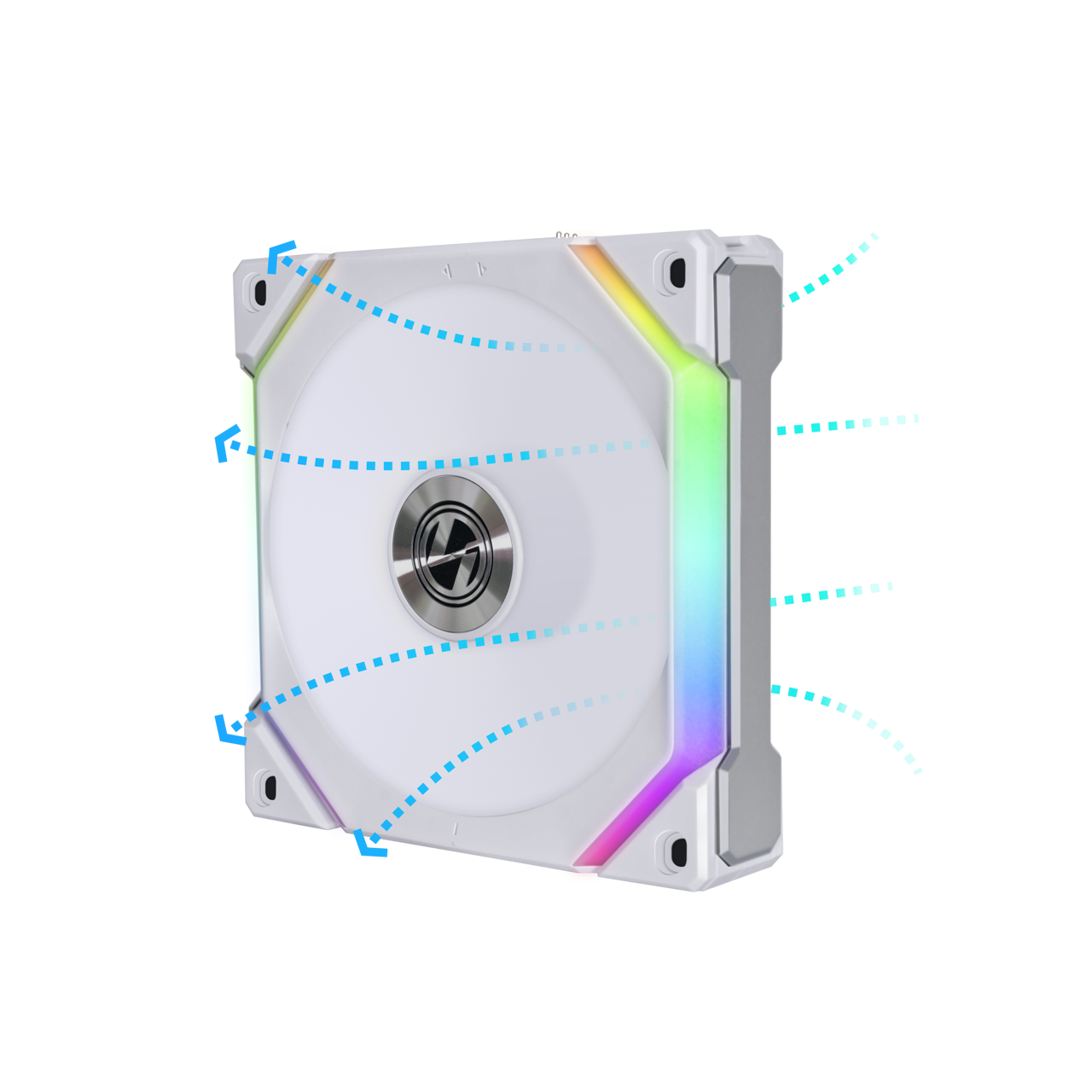A large main feature product image of EX-DEMO Lian Li UNI FAN SL120 V2 - 120mm Reverse Blade Modular Fan (White)