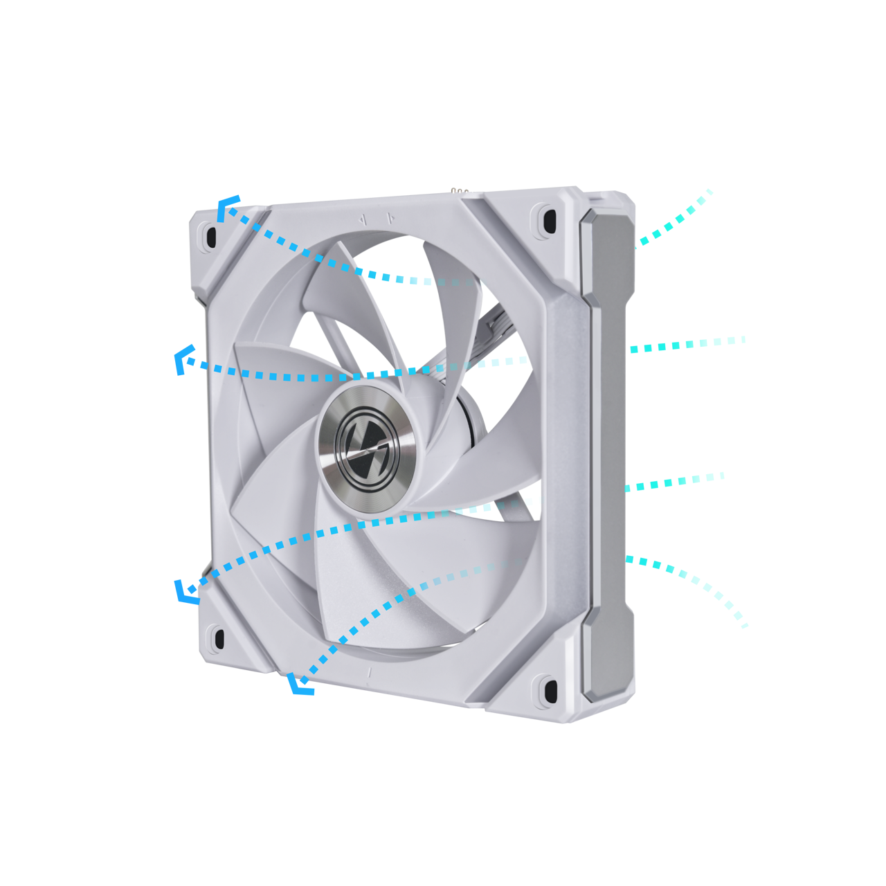A large main feature product image of EX-DEMO Lian Li UNI FAN SL120 V2 - 120mm Reverse Blade Modular Fan (White)