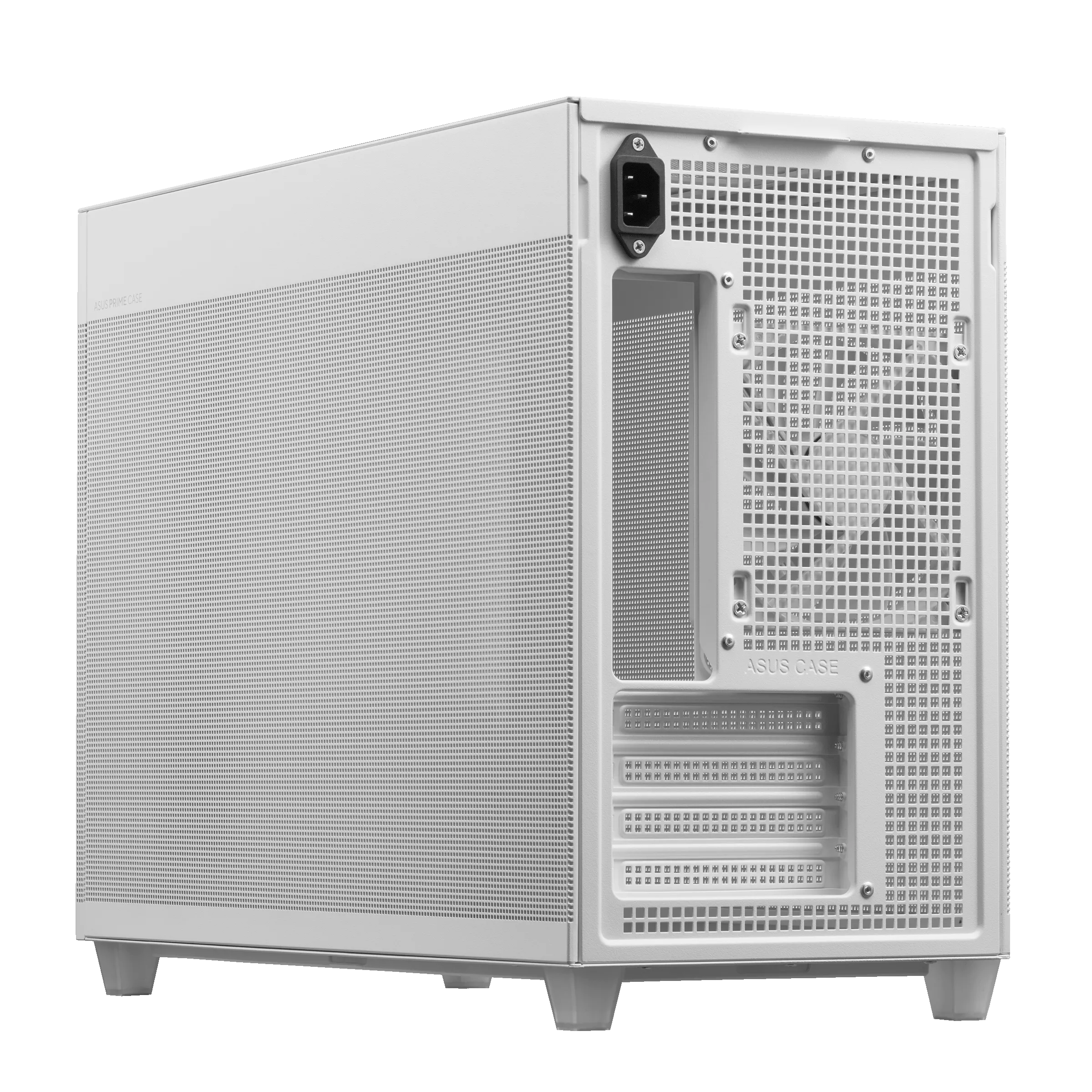A large main feature product image of EX-DEMO ASUS PRIME AP201 Mesh Micro Tower Case - White