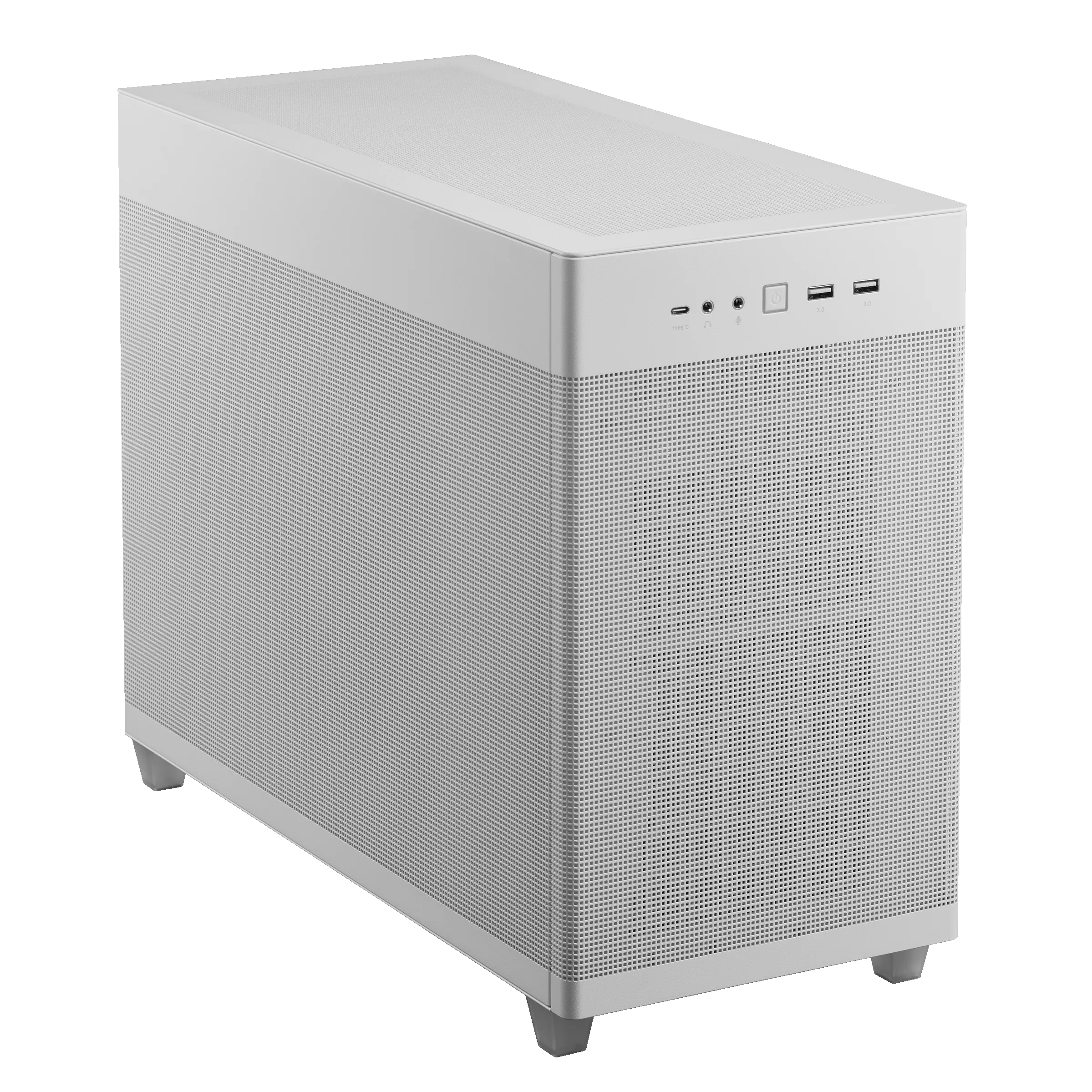 A large main feature product image of EX-DEMO ASUS PRIME AP201 Mesh Micro Tower Case - White