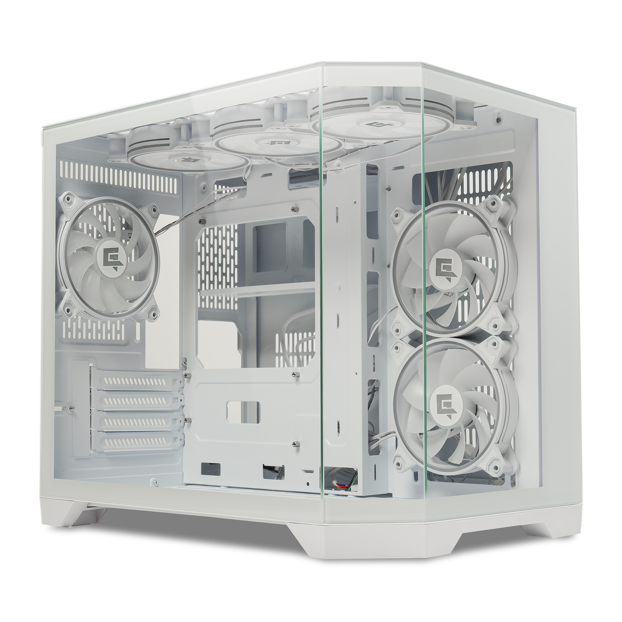 A large main feature product image of EX-DEMO GamerChief GlassView GV10 - White