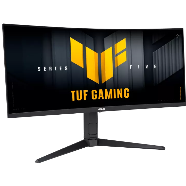 A large main feature product image of EX-DEMO ASUS TUF Gaming VG34WQML5A 34" Curved 1440p 250Hz Gaming Monitor