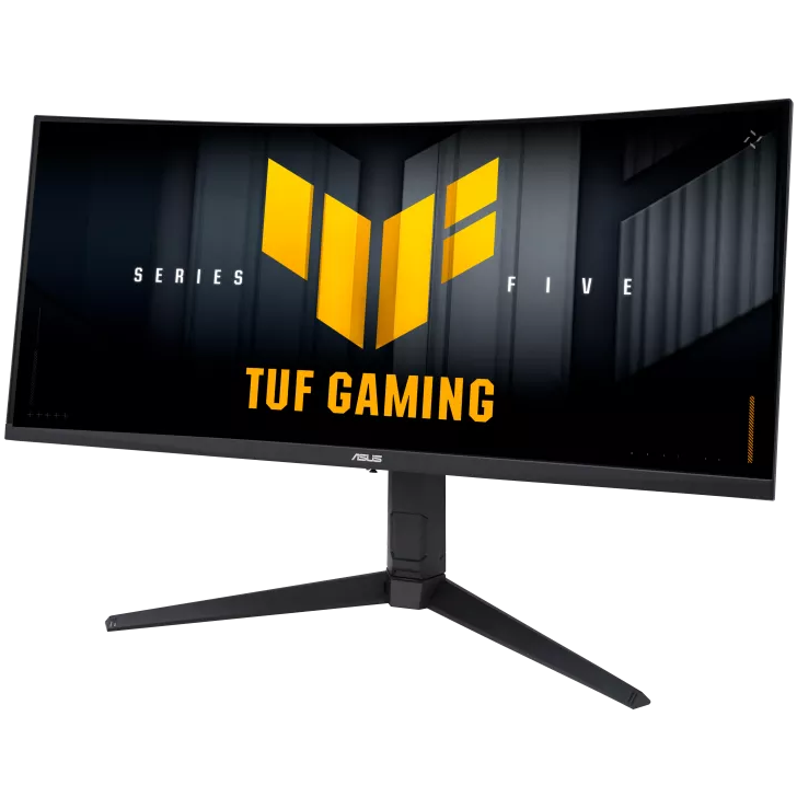 A large main feature product image of EX-DEMO ASUS TUF Gaming VG34WQML5A 34" Curved 1440p 250Hz Gaming Monitor