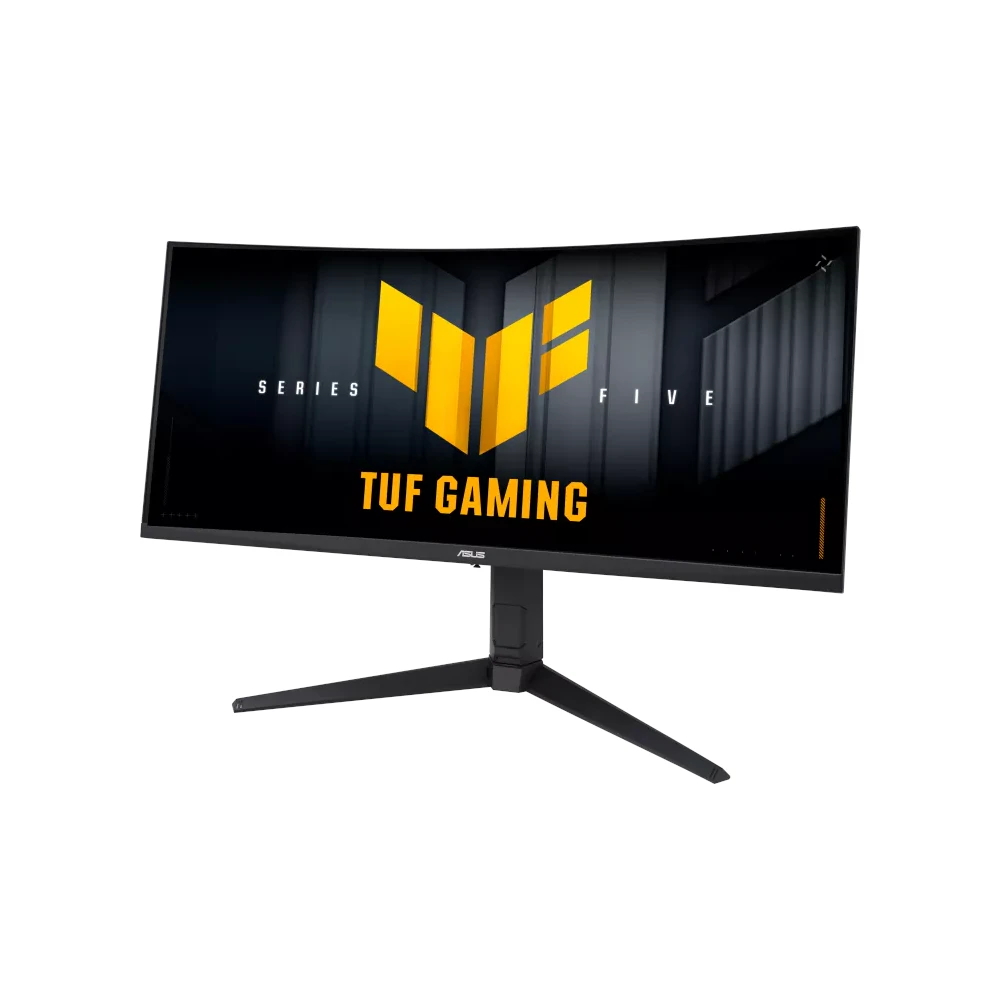 A large main feature product image of EX-DEMO ASUS TUF Gaming VG34WQML5A 34" Curved 1440p 250Hz Gaming Monitor