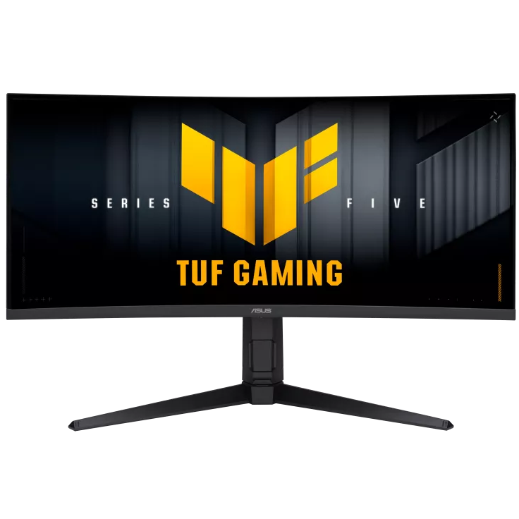 A large main feature product image of EX-DEMO ASUS TUF Gaming VG34WQML5A 34" Curved 1440p 250Hz Gaming Monitor