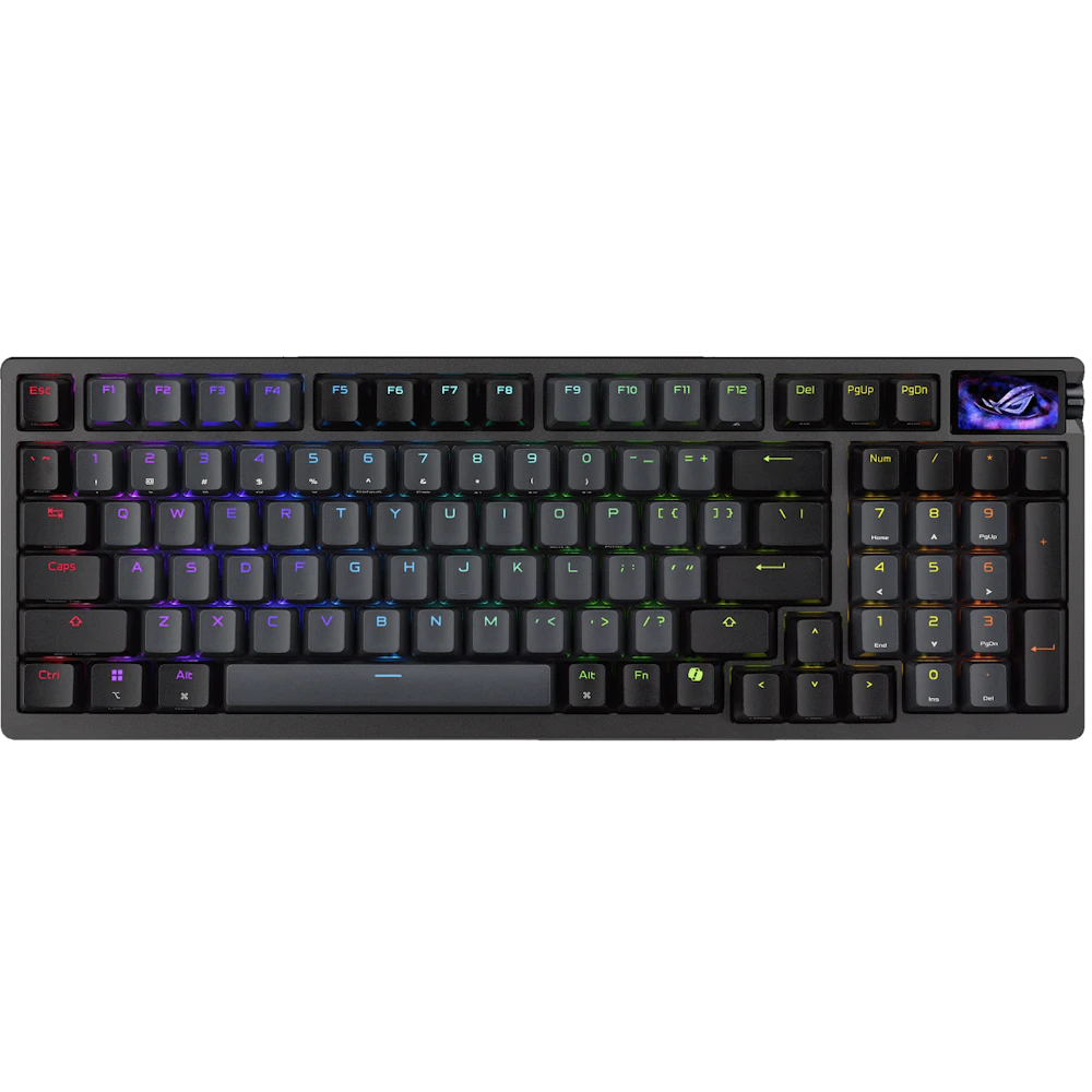 A large main feature product image of ASUS ROG Azoth 96 HE Wireless Mechanical Gaming Keyboard - ROG HFX V2 Magnetic Switch (Black)