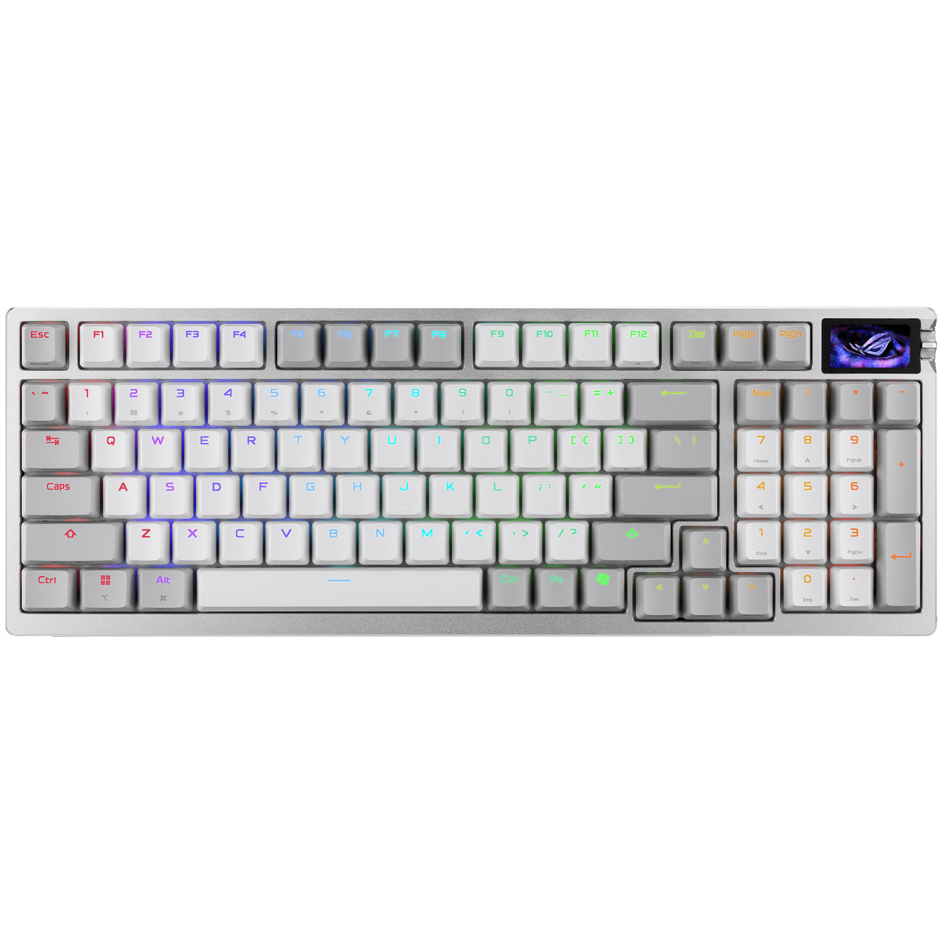 A large main feature product image of ASUS ROG Azoth 96 HE Wireless Mechanical Gaming Keyboard - ROG HFX V2 Magnetic Switch (White)