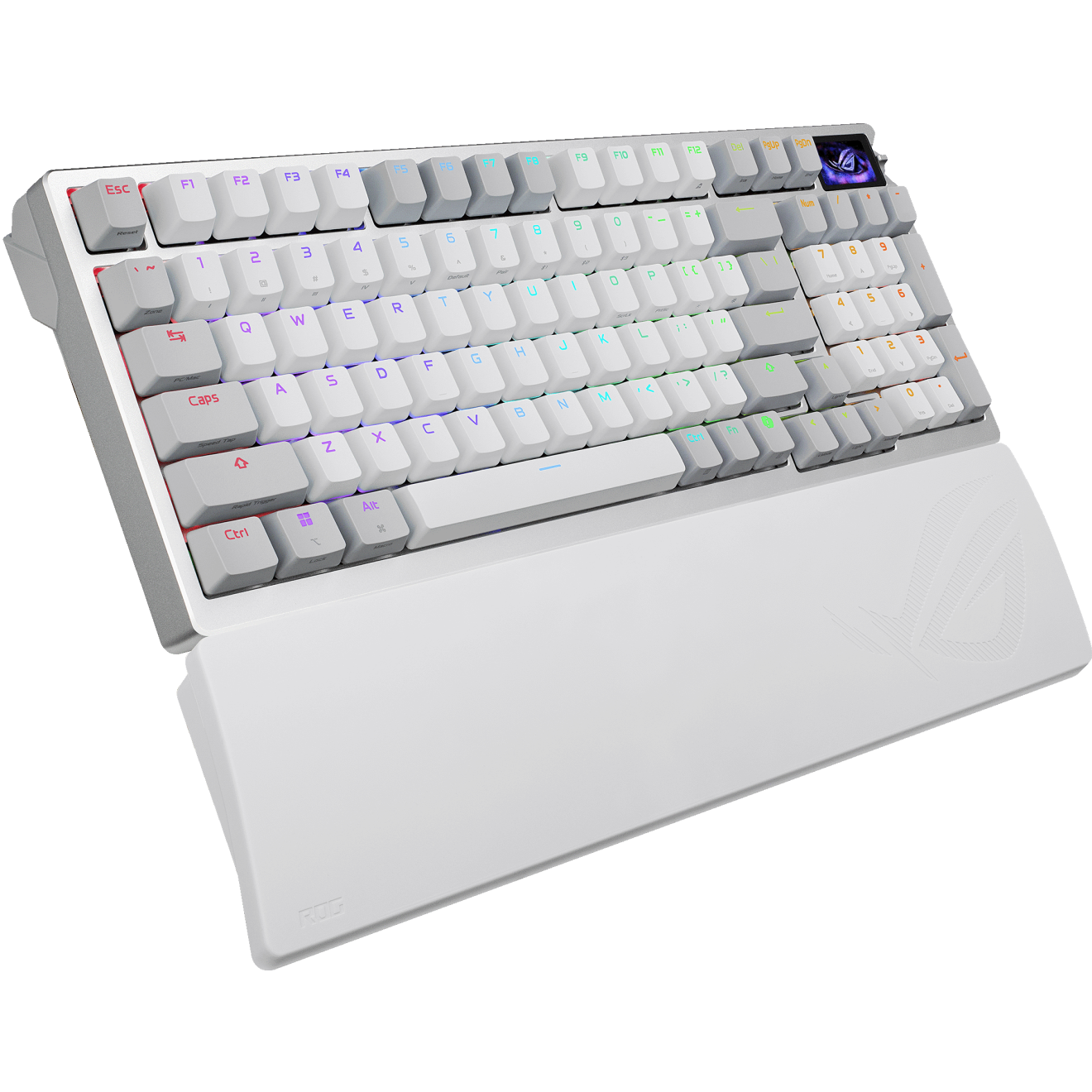 A large main feature product image of ASUS ROG Azoth 96 HE Wireless Mechanical Gaming Keyboard - ROG HFX V2 Magnetic Switch (White)