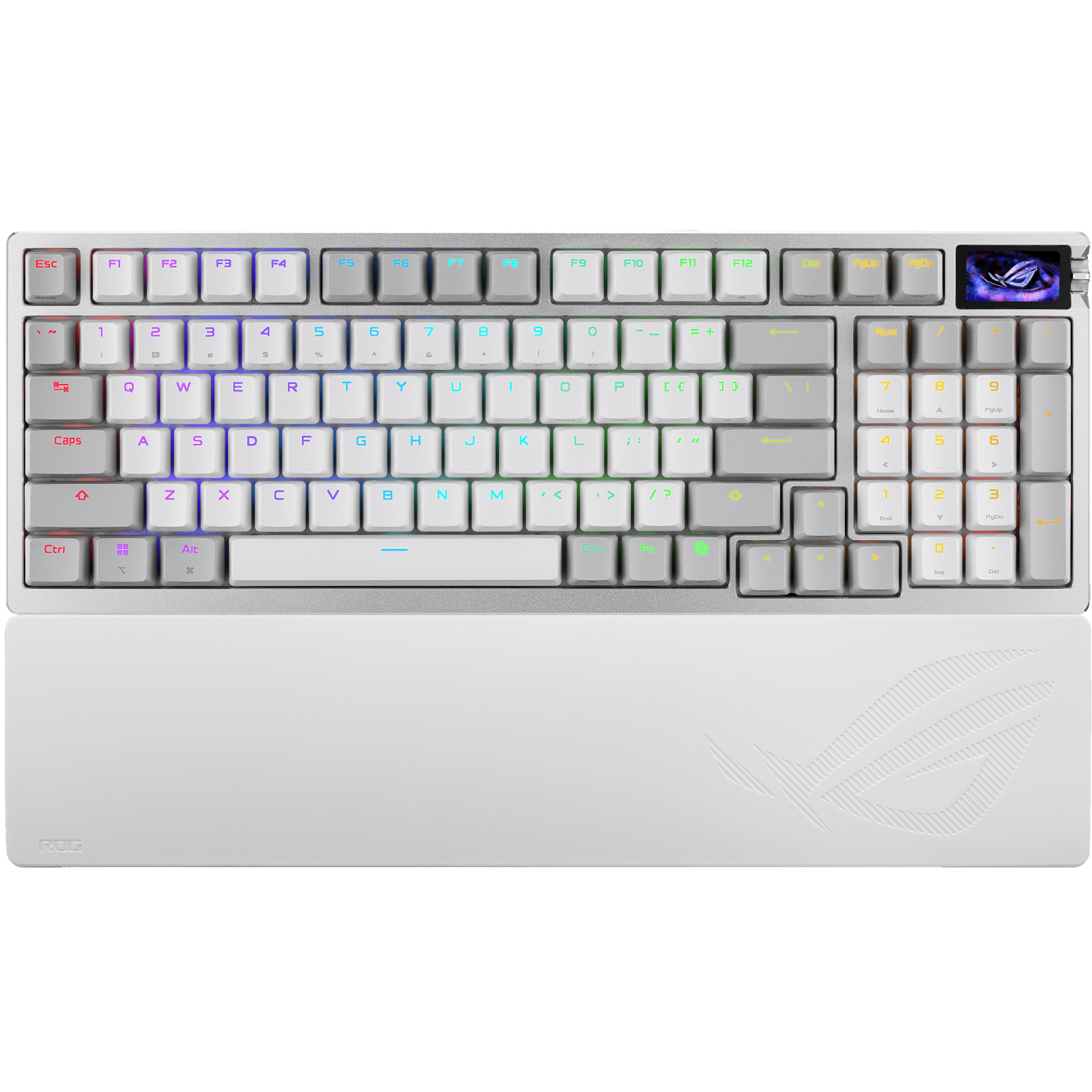 A large main feature product image of ASUS ROG Azoth 96 HE Wireless Mechanical Gaming Keyboard - ROG HFX V2 Magnetic Switch (White)