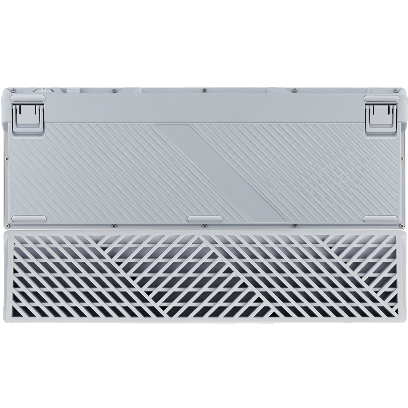A large main feature product image of ASUS ROG Azoth 96 HE Wireless Mechanical Gaming Keyboard - ROG HFX V2 Magnetic Switch (White)