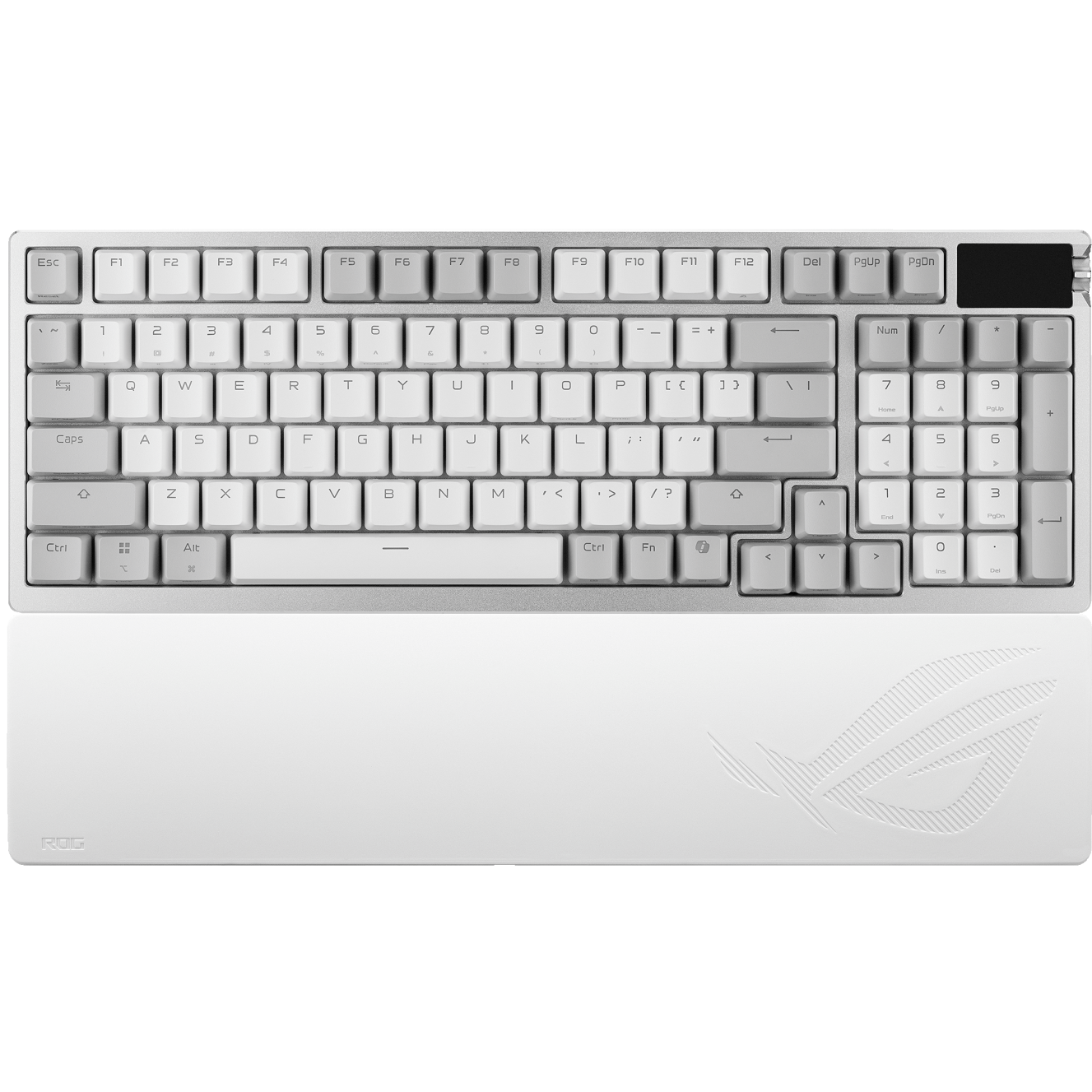 A large main feature product image of ASUS ROG Azoth 96 HE Wireless Mechanical Gaming Keyboard - ROG HFX V2 Magnetic Switch (White)