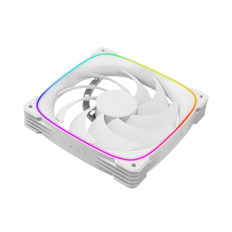 A large main feature product image of EX-DEMO Geometric Future Squama 2503 - 140mm ARGB PWM Fan 3-Pack (White)