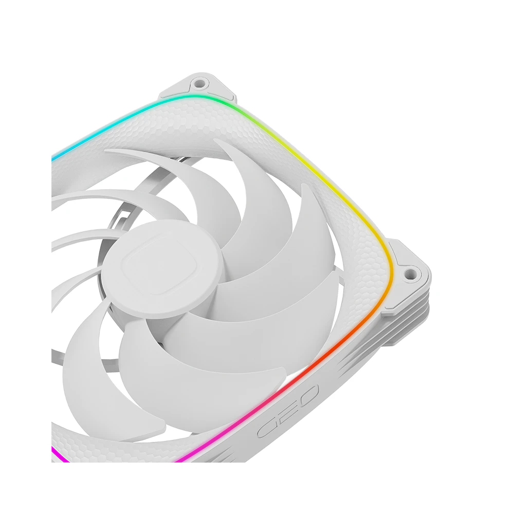 A large main feature product image of EX-DEMO Geometric Future Squama 2503 - 140mm ARGB PWM Fan 3-Pack (White)