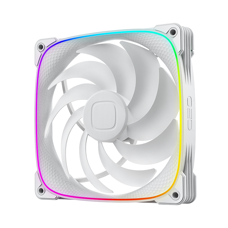 A large main feature product image of EX-DEMO Geometric Future Squama 2503 - 140mm ARGB PWM Fan 3-Pack (White)