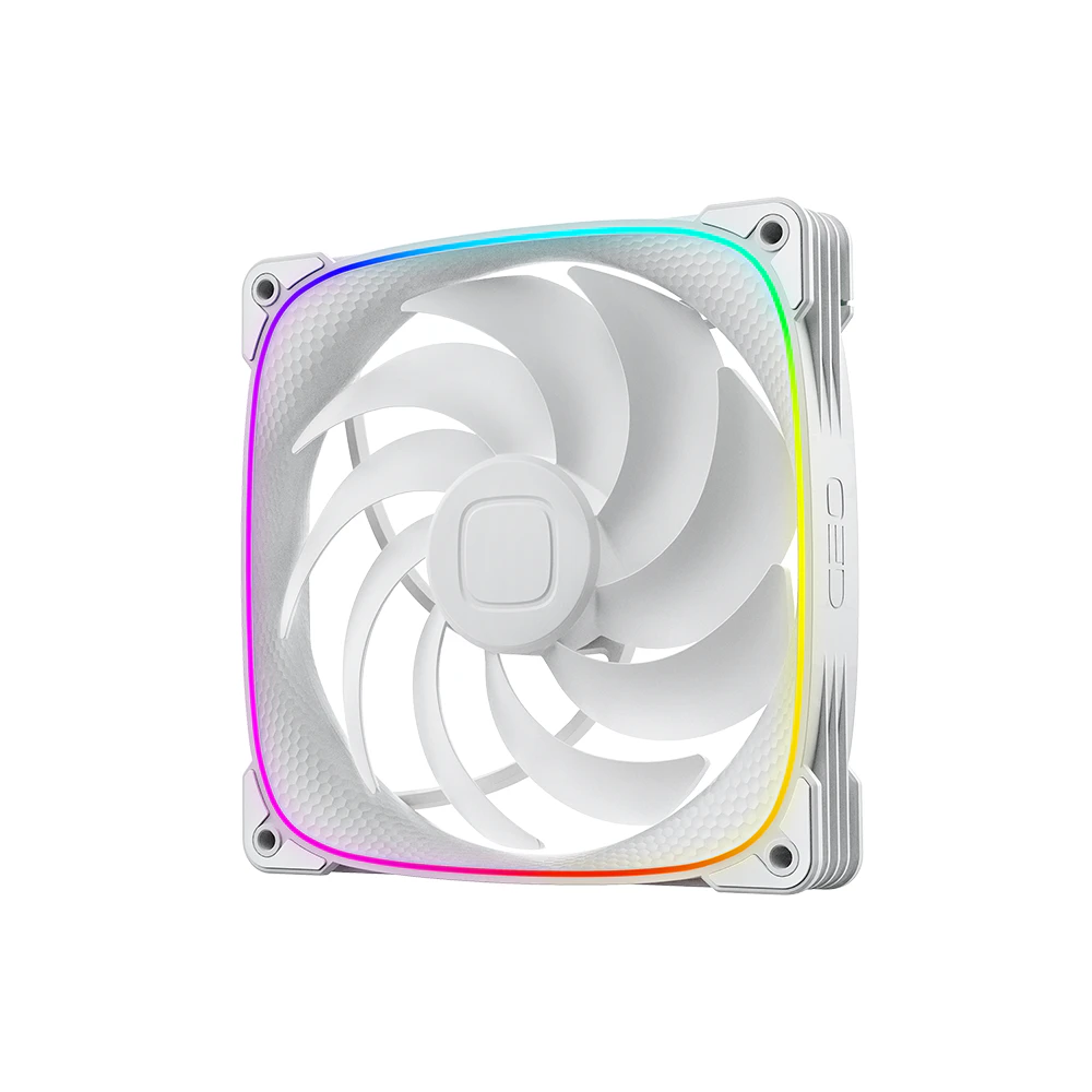 A large main feature product image of EX-DEMO Geometric Future Squama 2503 - 140mm ARGB PWM Fan 3-Pack (White)