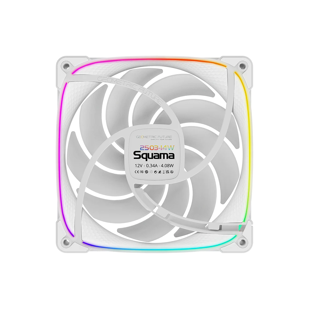 A large main feature product image of EX-DEMO Geometric Future Squama 2503 - 140mm ARGB PWM Fan 3-Pack (White)
