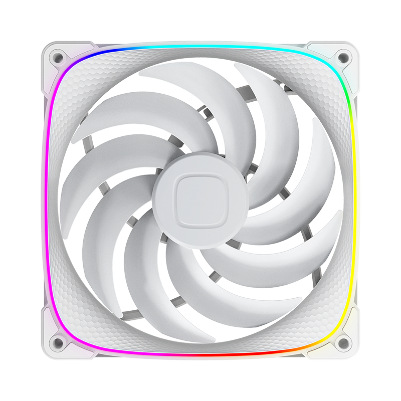 A large main feature product image of EX-DEMO Geometric Future Squama 2503 - 140mm ARGB PWM Fan 3-Pack (White)