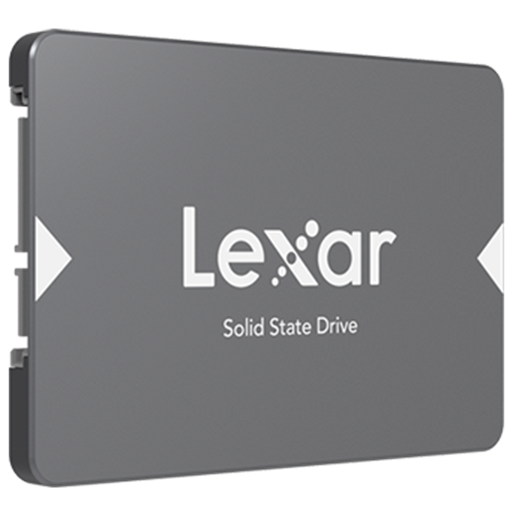 A large main feature product image of Lexar NS100 SATA III 2.5" SSD - 256GB