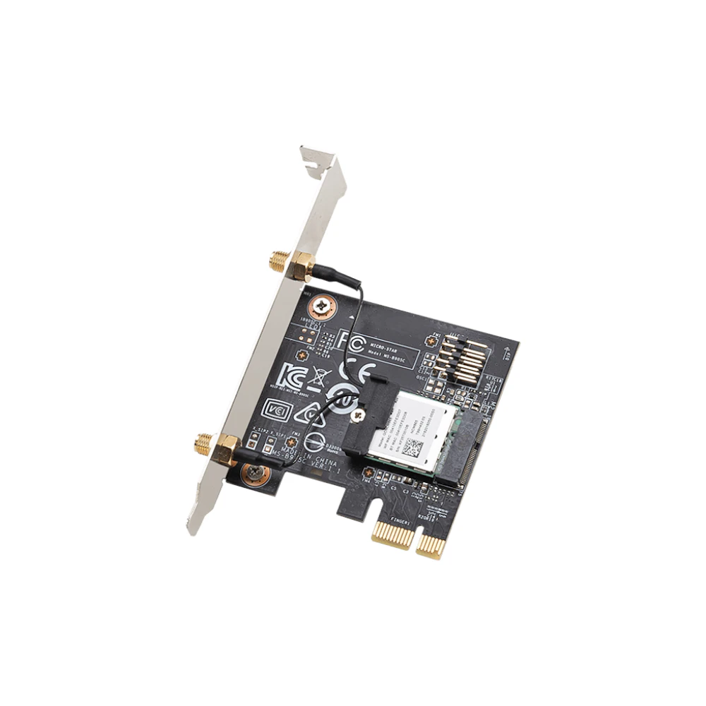 A large main feature product image of EX-DEMO MSI Herald-BE Wi-Fi 7 Bluetooth 5.4 Wireless PCIe Adapter