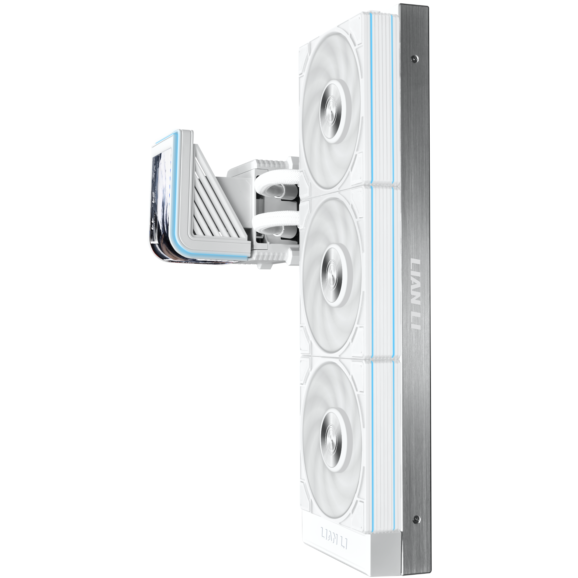A large main feature product image of Lian Li HydroShift II OLED Curved 360P28 - 360mm AIO Liquid CPU Cooler (White)