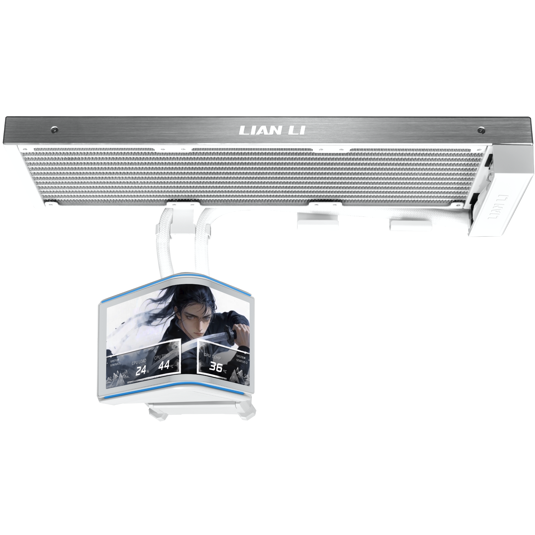 A large main feature product image of Lian Li HydroShift II OLED Curved 360 Fanless (White)