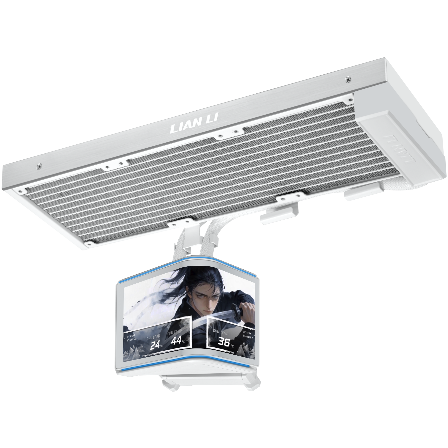 A large main feature product image of Lian Li HydroShift II OLED Curved 360 Fanless (White)