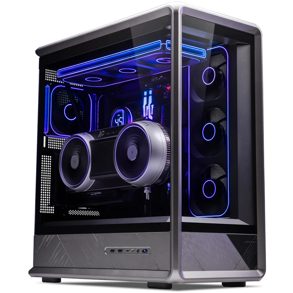 A large main feature product image of PLE Phantom RTX 5090 Prebuilt Ready To Go Gaming PC