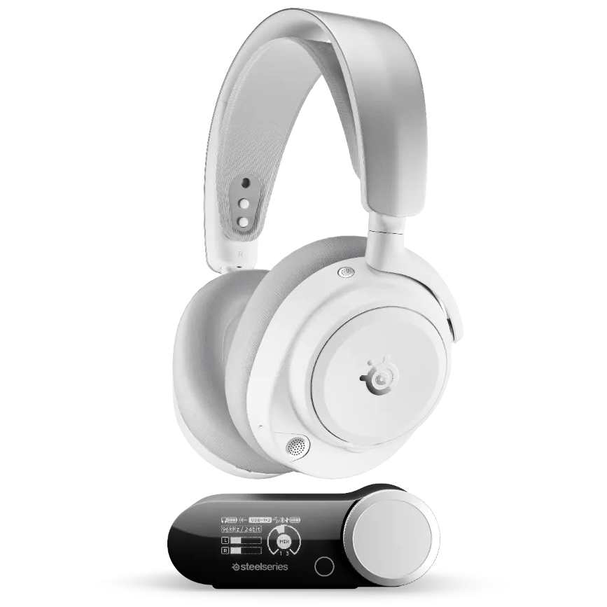 A large main feature product image of SteelSeries Arctis Nova Pro Omni - Wireless Gaming Headset - White